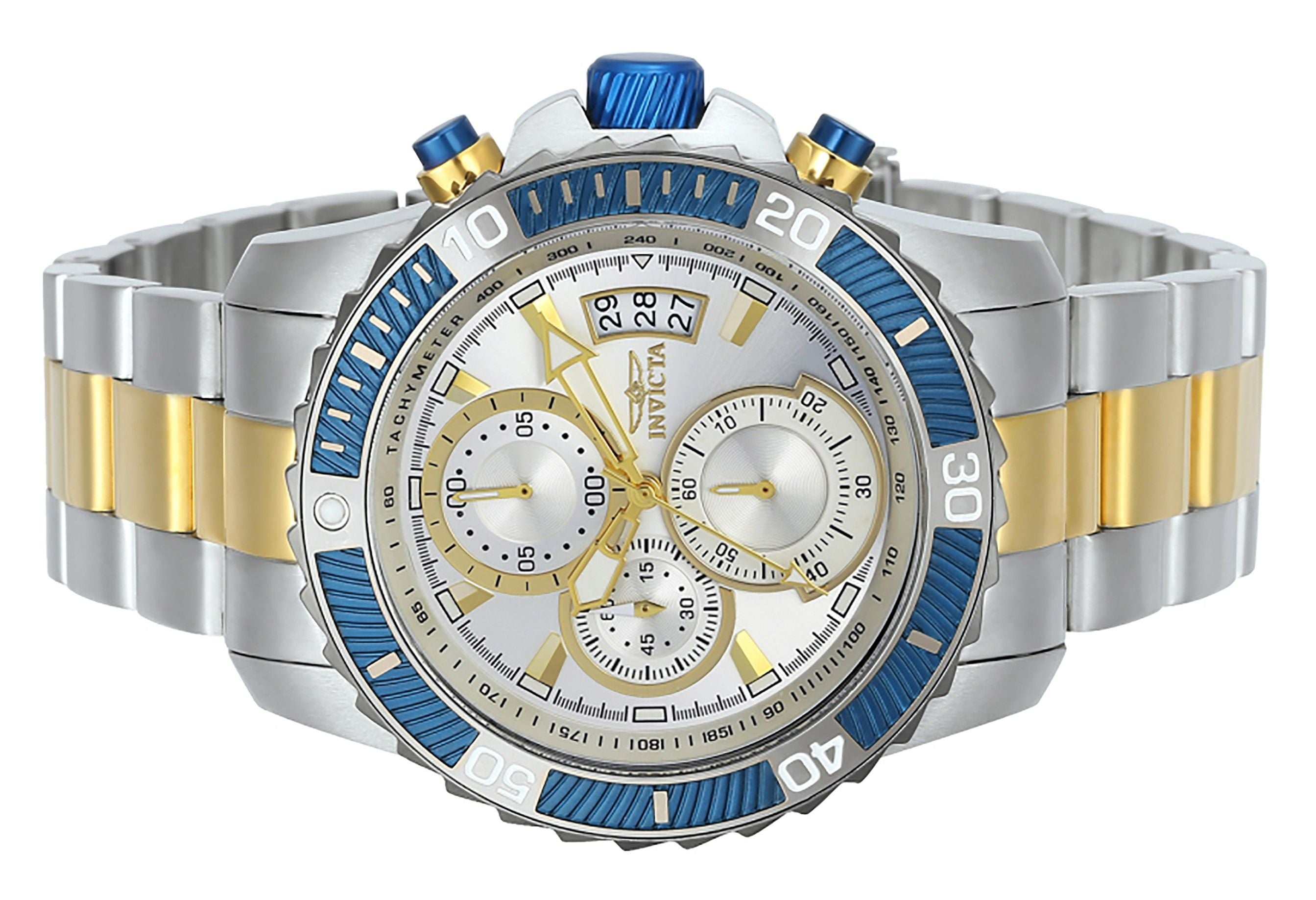 Invicta Pro Diver Chronograph Two Tone Stainless Steel Silver Dial Quartz 23994 100M Men's Watch