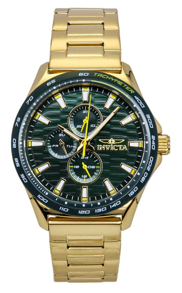 Invicta Racing Gold Tone Stainless Steel Green Dial Quartz 48870 Men's Watch