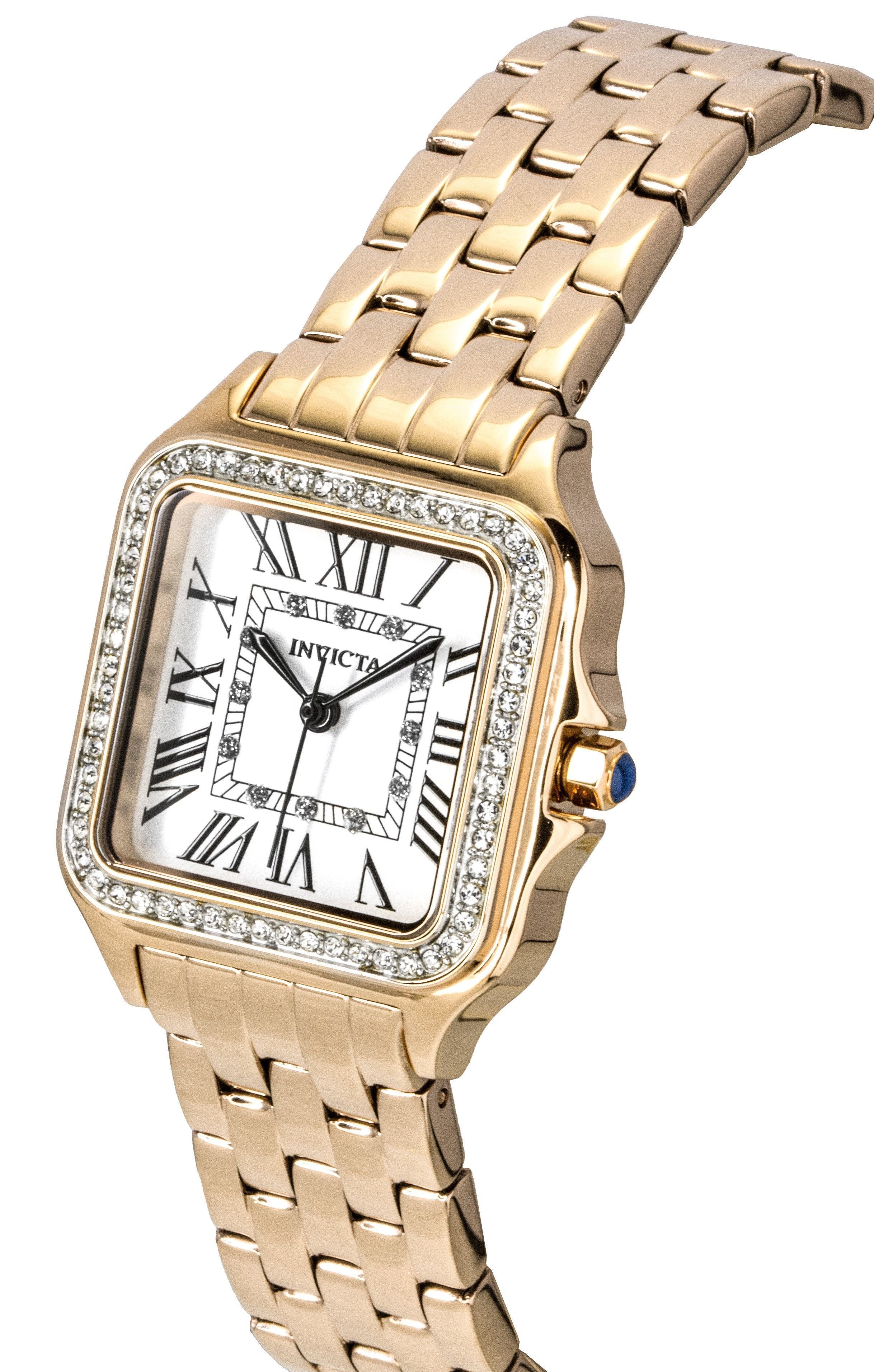 Invicta Angel Rose Gold Tone Stainless Steel Crystal Silver Dial Quartz 48997 Women's Watch