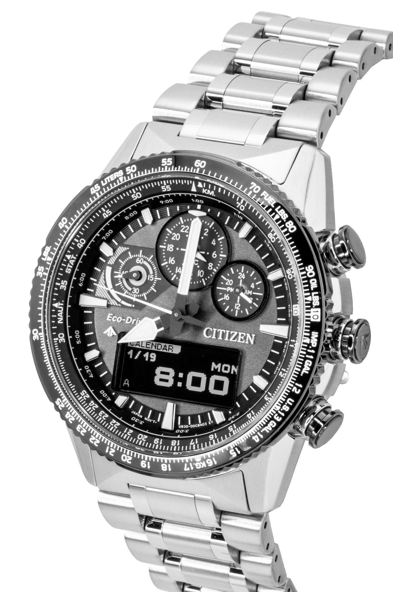 Citizen Promaster Skyhawk Eco-Drive Chronograph Stainless Steel Grey Dial Diver's JV2006-55H 200M Men's Watch
