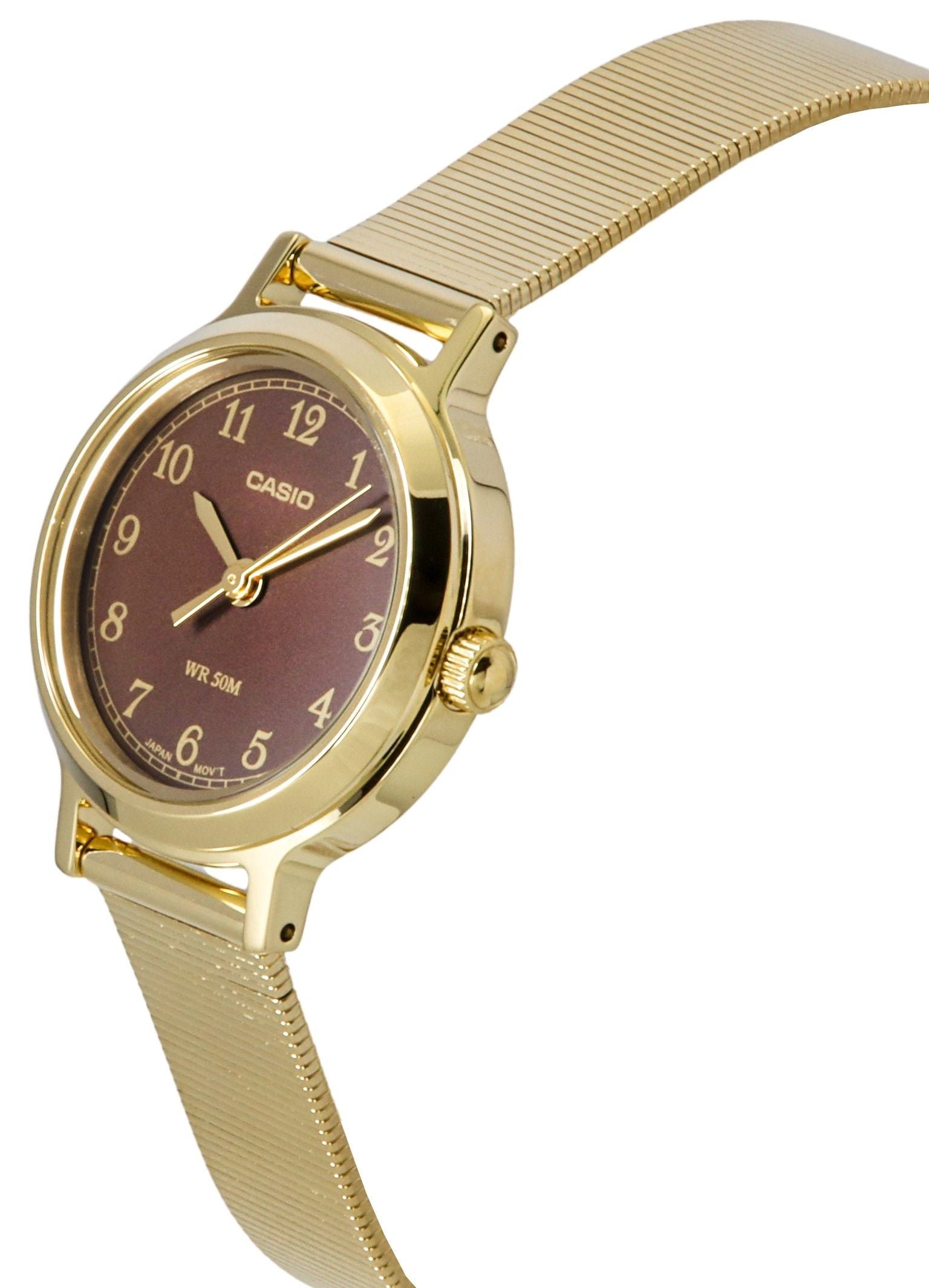 Casio Standard Analog Gold Tone Stainless Steel Brown Dial Quartz LTP-B170G-5BV Women's Watch