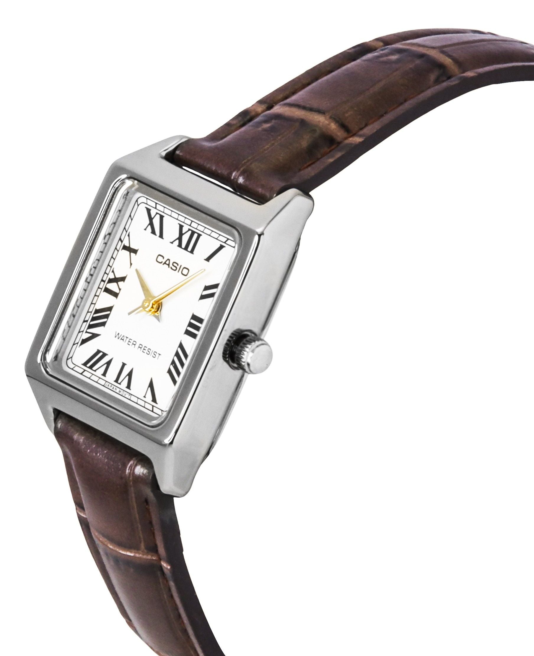 Casio Standard Analog Chrome Plated Leather Strap White Dial Quartz LTP-V007L-7B2 Women's Watch