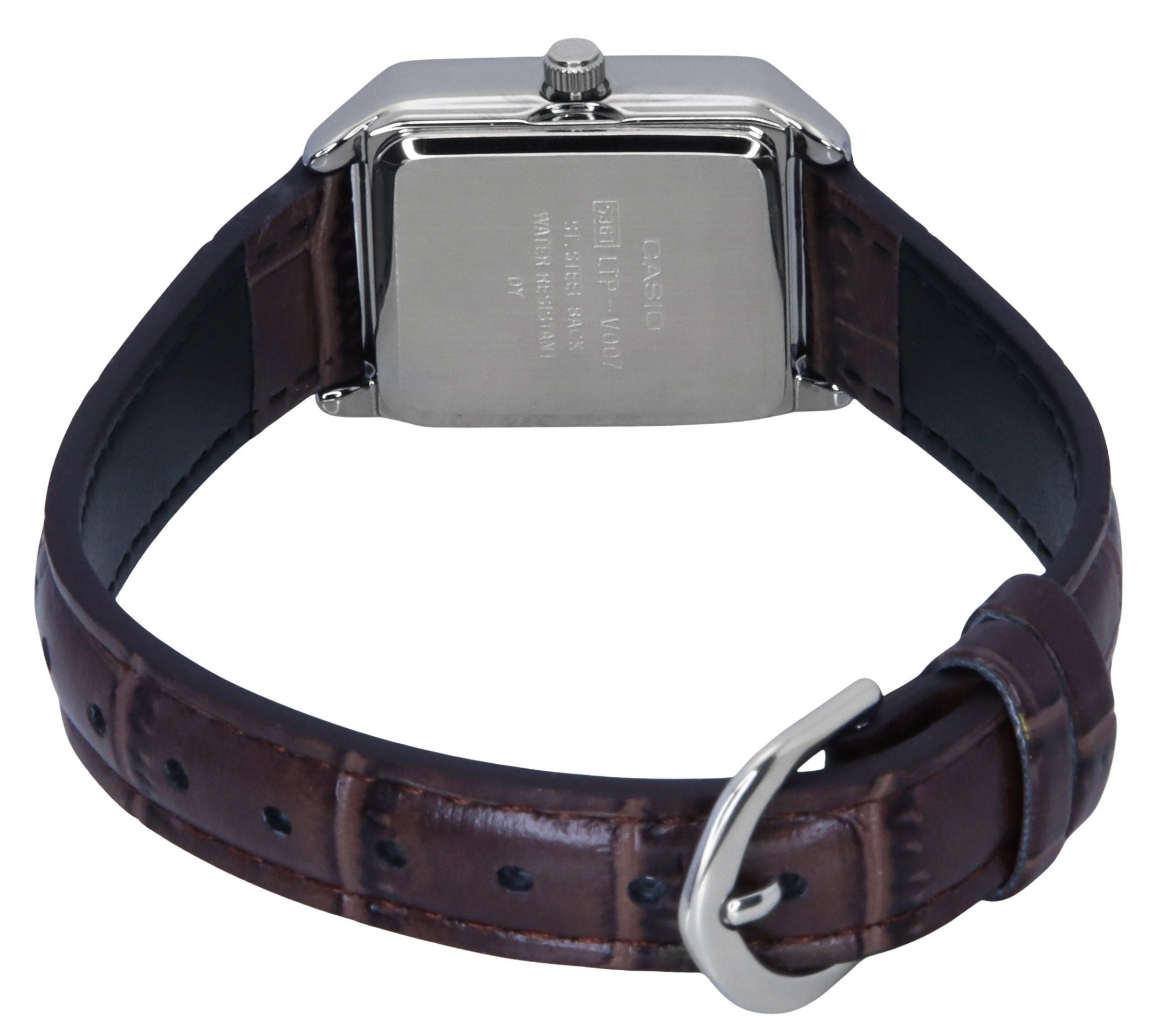 Casio Standard Analog Chrome Plated Leather Strap White Dial Quartz LTP-V007L-7B2 Women's Watch