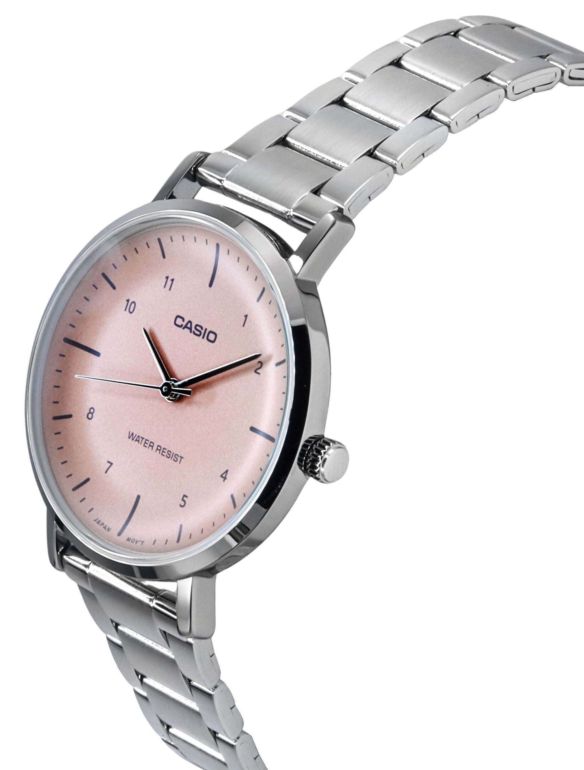 Casio Standard Analog Stainless Steel Salmon Dial Quartz LTP-VT03D-4B Women's Watch