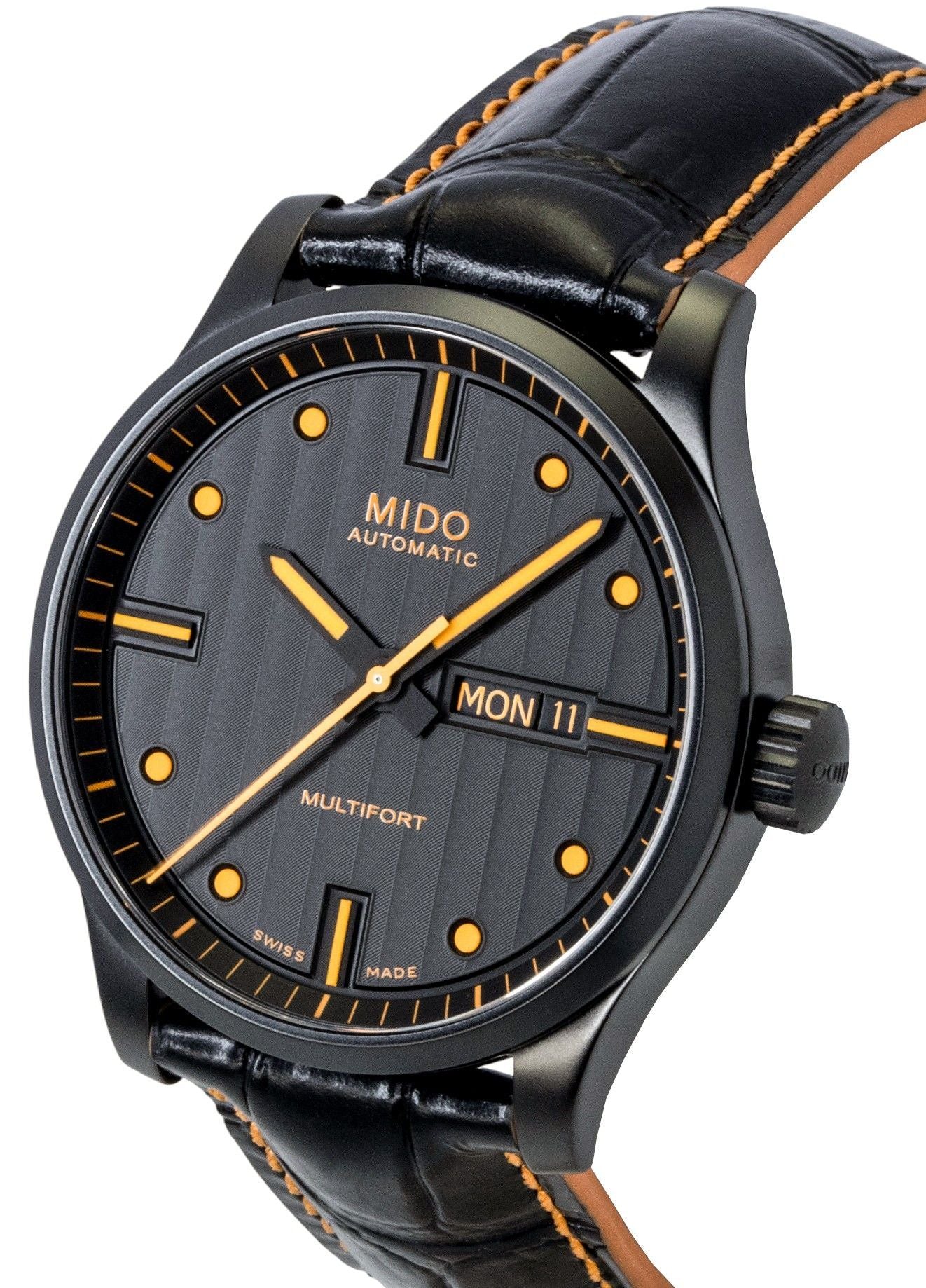 Mido Multifort Special Edition Leather Strap Black Dial Automatic M005.430.36.051.80 100M Men's Watch With Extra Strap