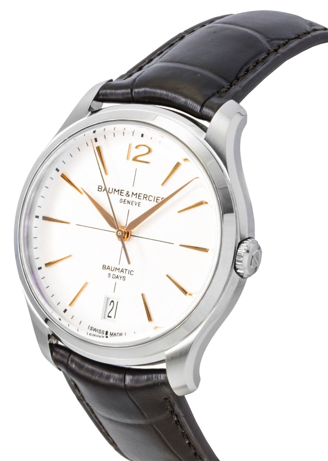 Baume & Mercier Clifton Leather Strap Off White Dial Automatic M0A10773 Men's Watch
