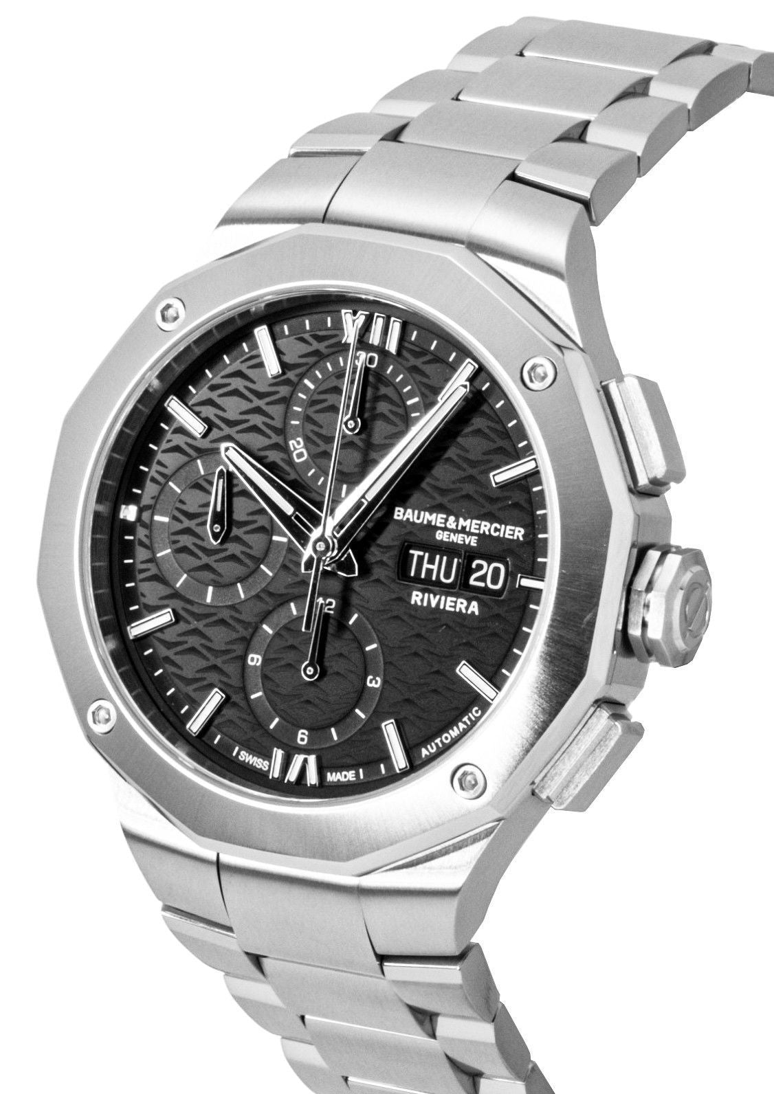 Baume & Mercier Riviera Chronograph Stainless Steel Black Dial Automatic M0A10825 100M Men's Watch