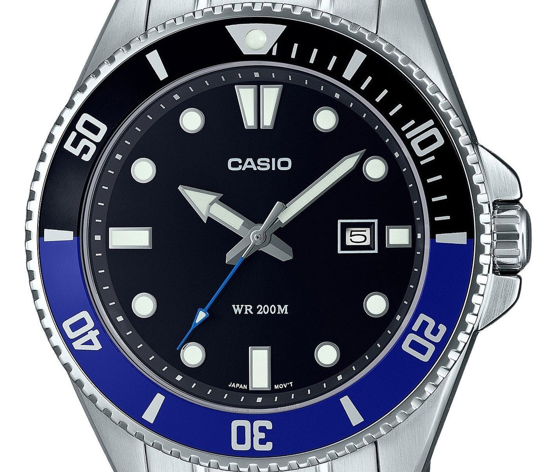 Casio Standard Analog Stainless Steel Black Dial Quartz MDV-107D-1A2 200M Men's Watch