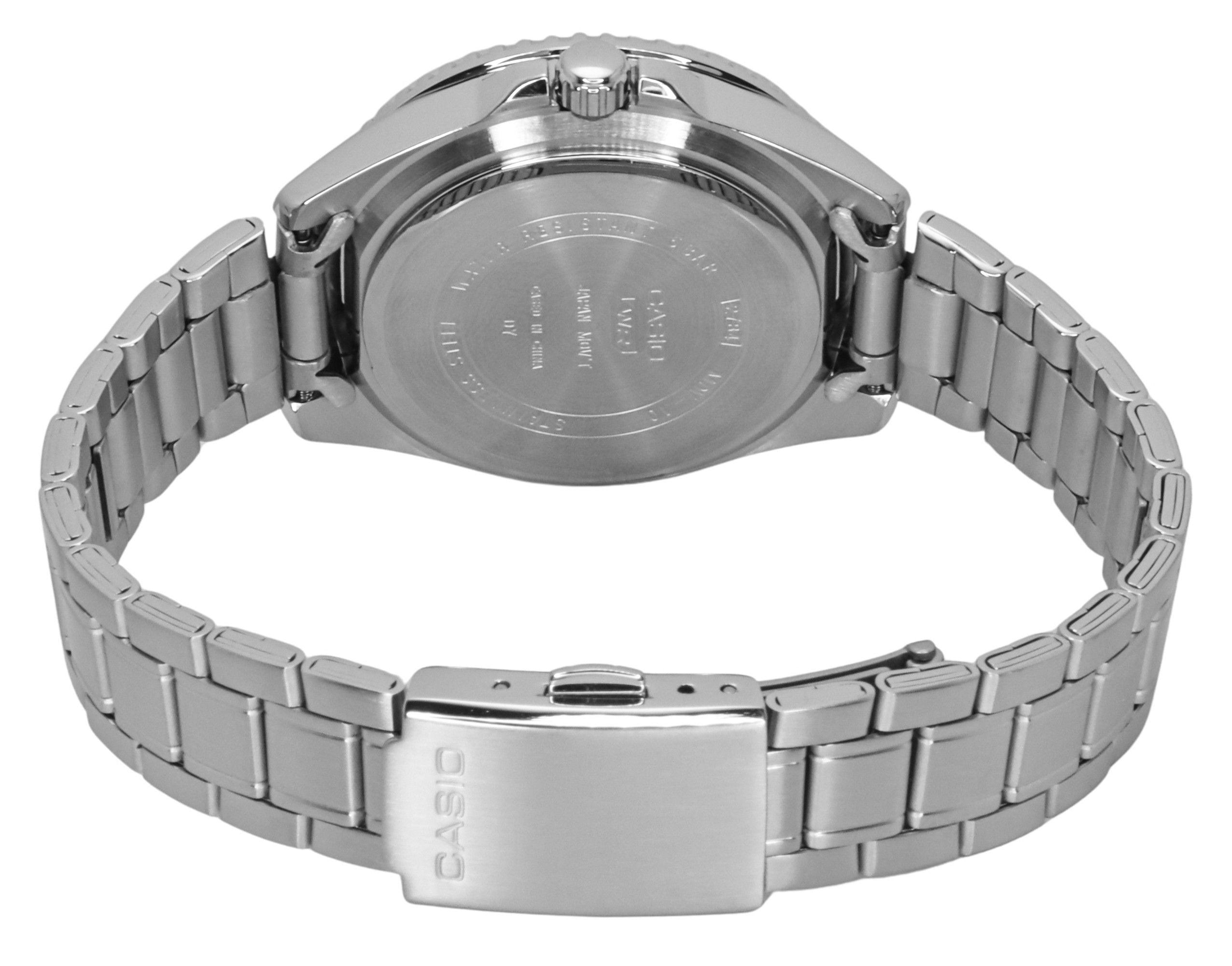 Casio Standard Analog Pepsi Bezel Stainless Steel Black Dial Quartz MDV-10D-1A3 Men's Watch