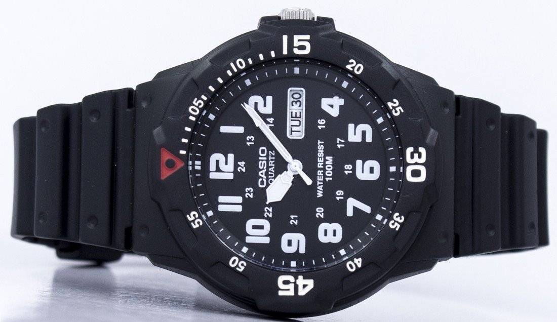Casio Quartz Analog 100M Black Resin Strap MRW-200H-1BVDF MRW200H-1BVDF Men's Watch