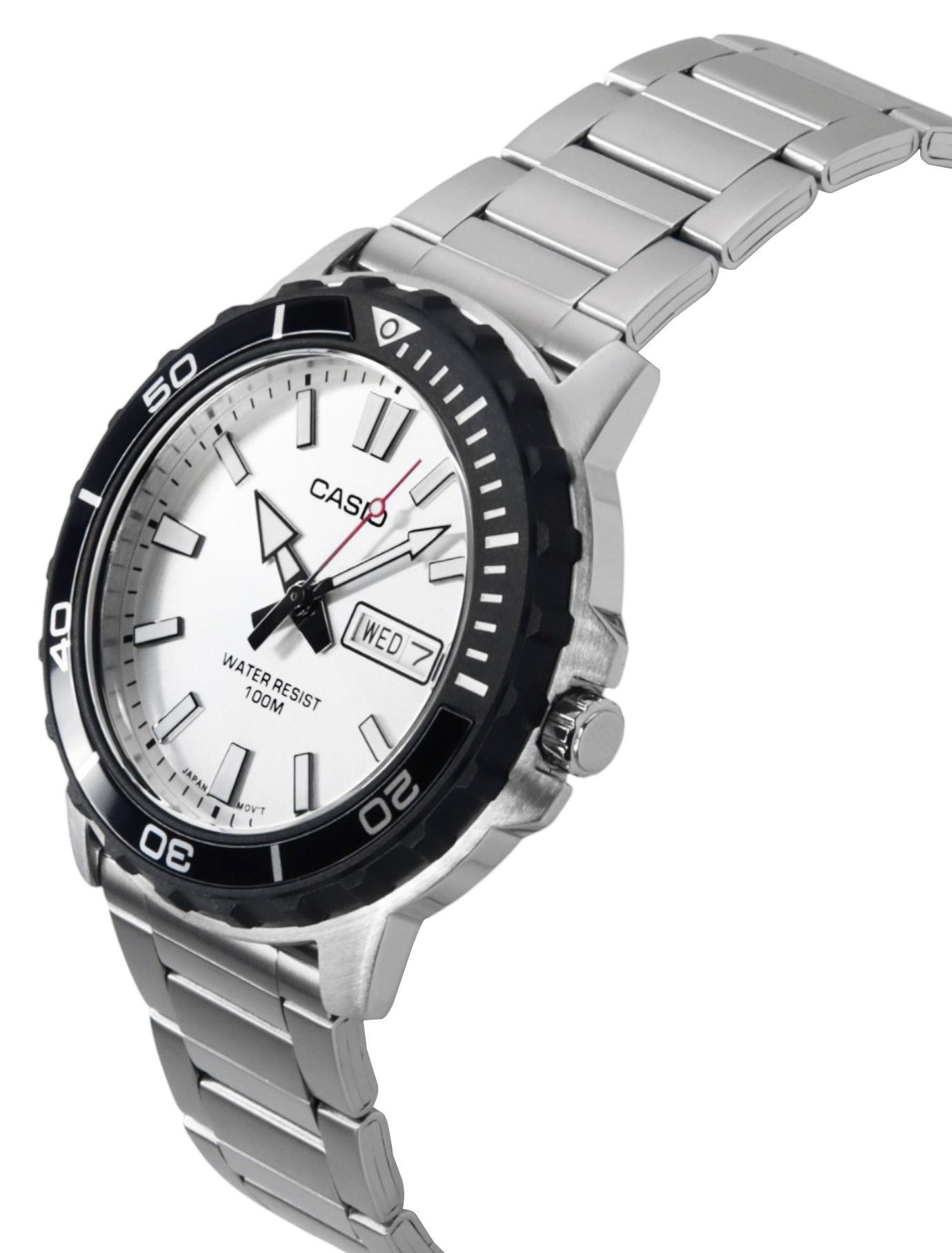 Casio Standard Analog Stainless Steel Silver Dial Quartz MTD-125D-7AV 100M Men's Watch