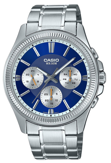 Casio Enticer Analog Stainless Steel Blue Dial Quartz MTP-1375D-2A1 Men's Watch