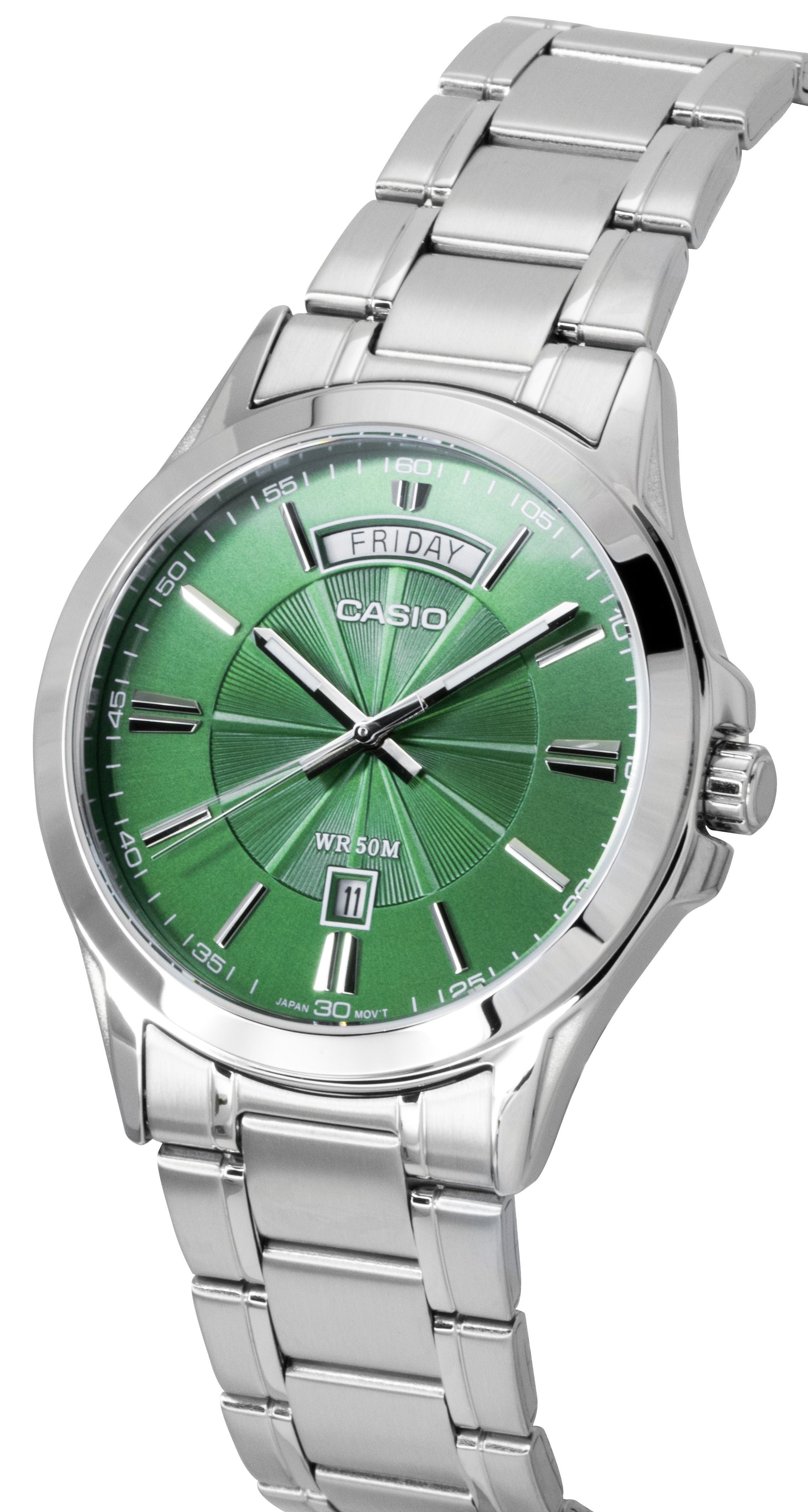 Casio Standard Analog Stainless Steel Green Dial Quartz MTP-1381D-3AV Men's Watch