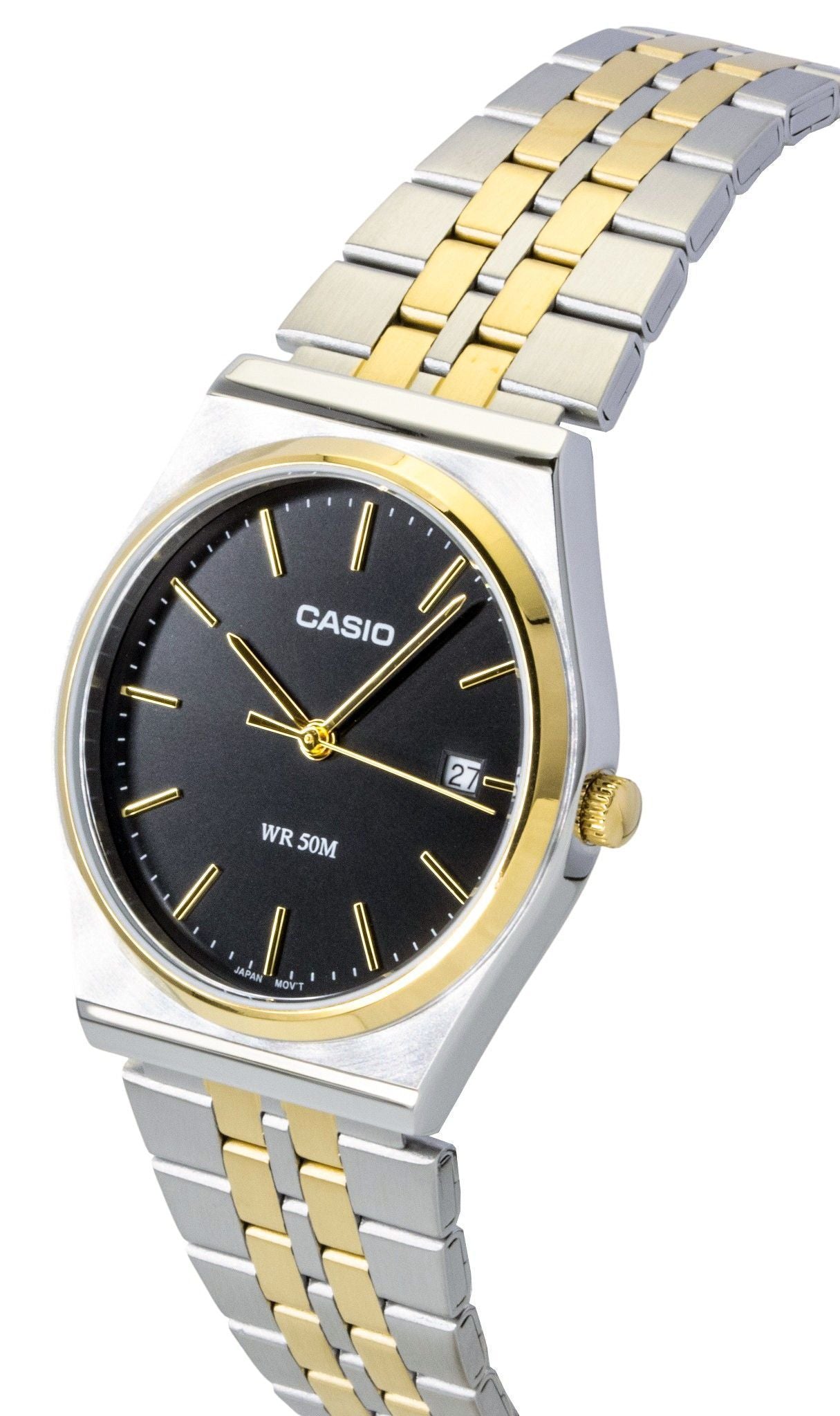 Casio Analog Two Tone Stainless Steel Black Dial Quartz MTP-B145SG-1AV Men's Watch