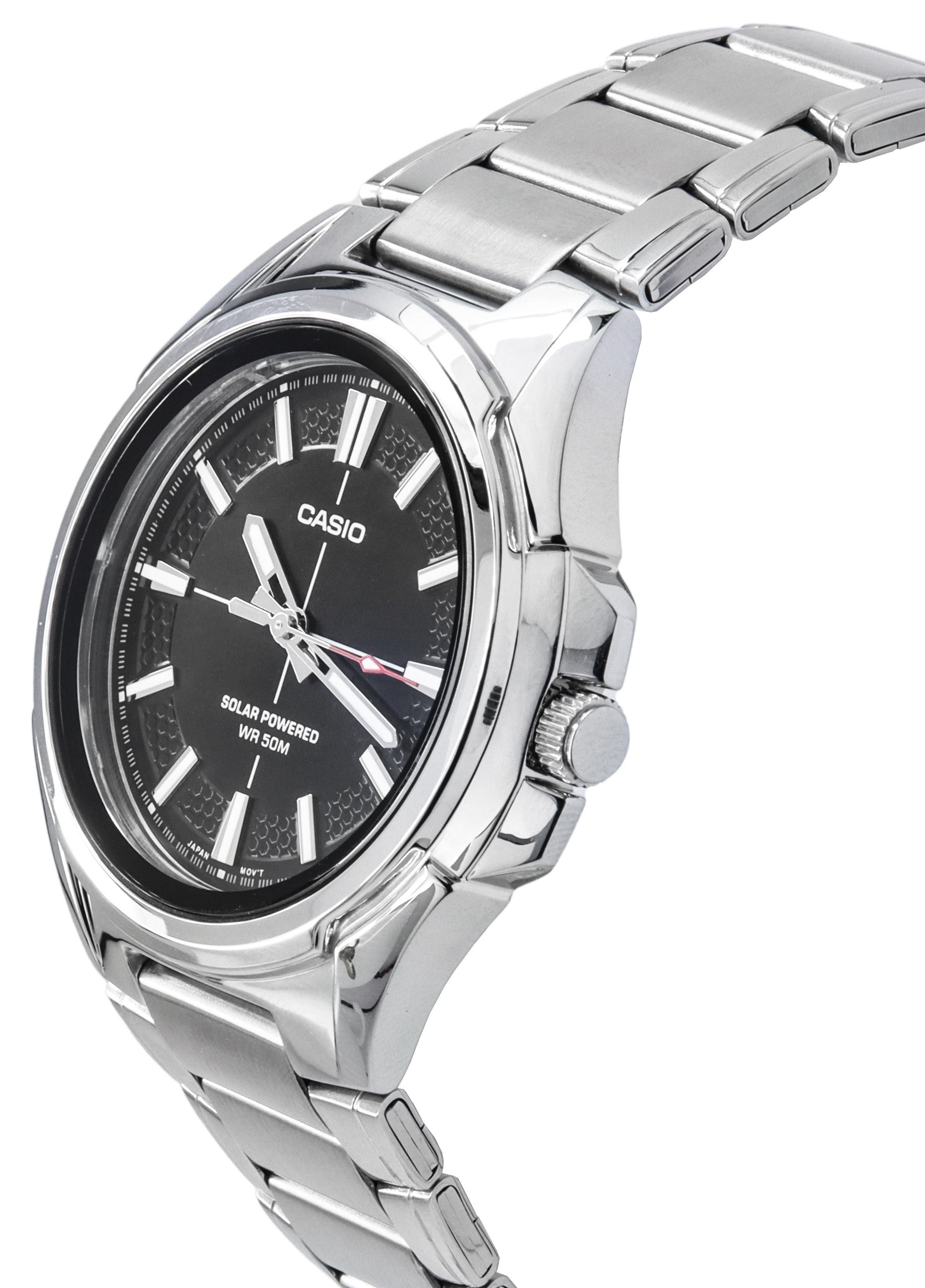 Casio Standard Analog Stainless Steel Black Dial Solar Powered MTP-RS100D-1A Men's Watch