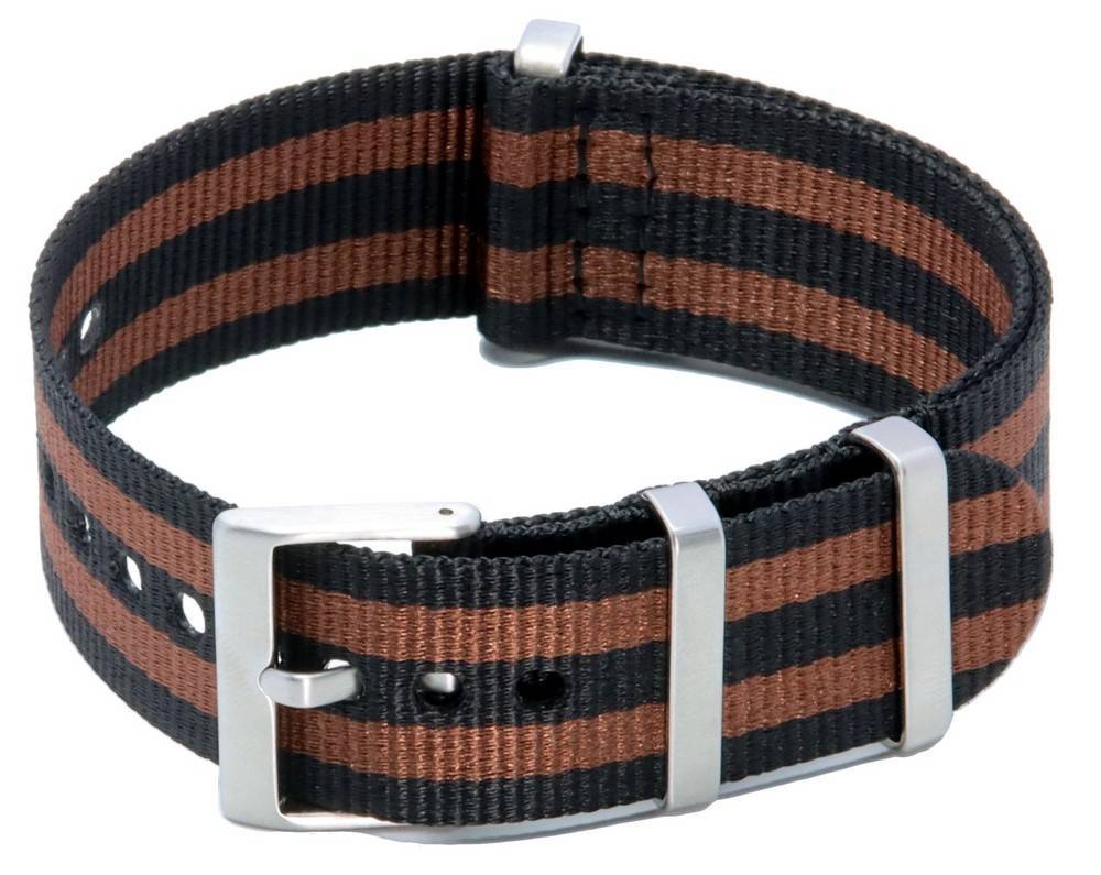 Ratio NATO22 Brown and Black Nylon 22mm Watch Strap