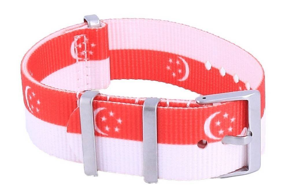 Ratio NATO32 Singapore National Flag Pattern Polyester 22mm Watch Strap