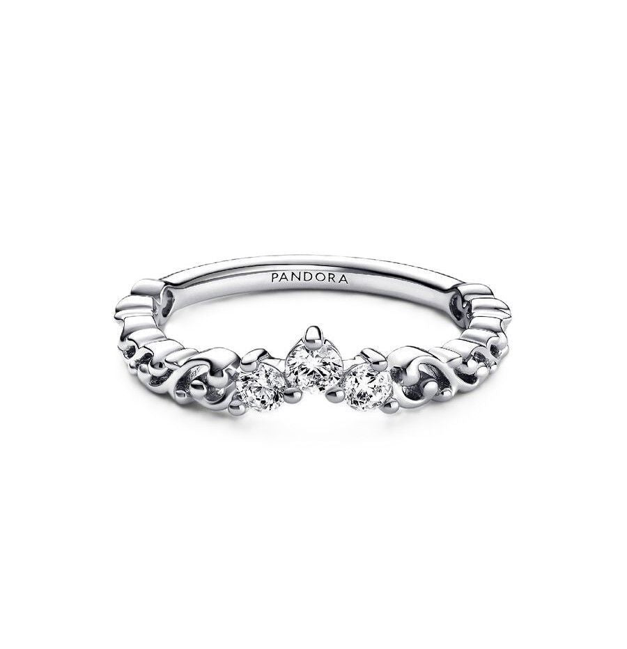 Pandora Regal Swirl Tiara Ring With Clear Cubic Zirconia P-192232C01-54 For Women