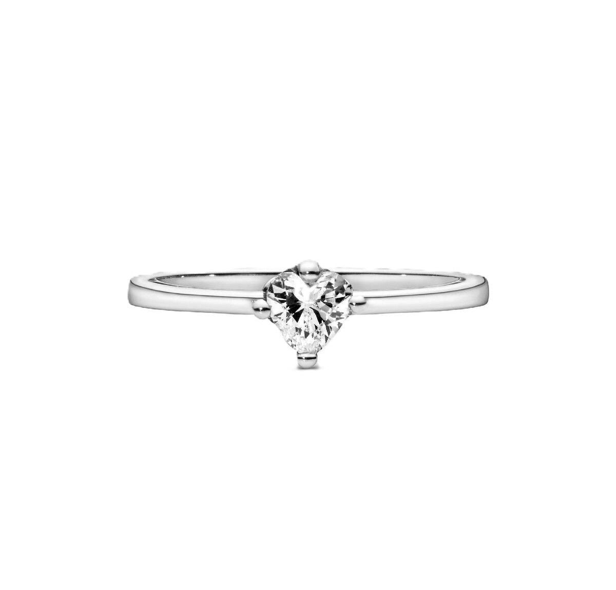 Pandora Heart Solitaire Ring With Clear Cubic Zirconia P-198691C01-54 For Women