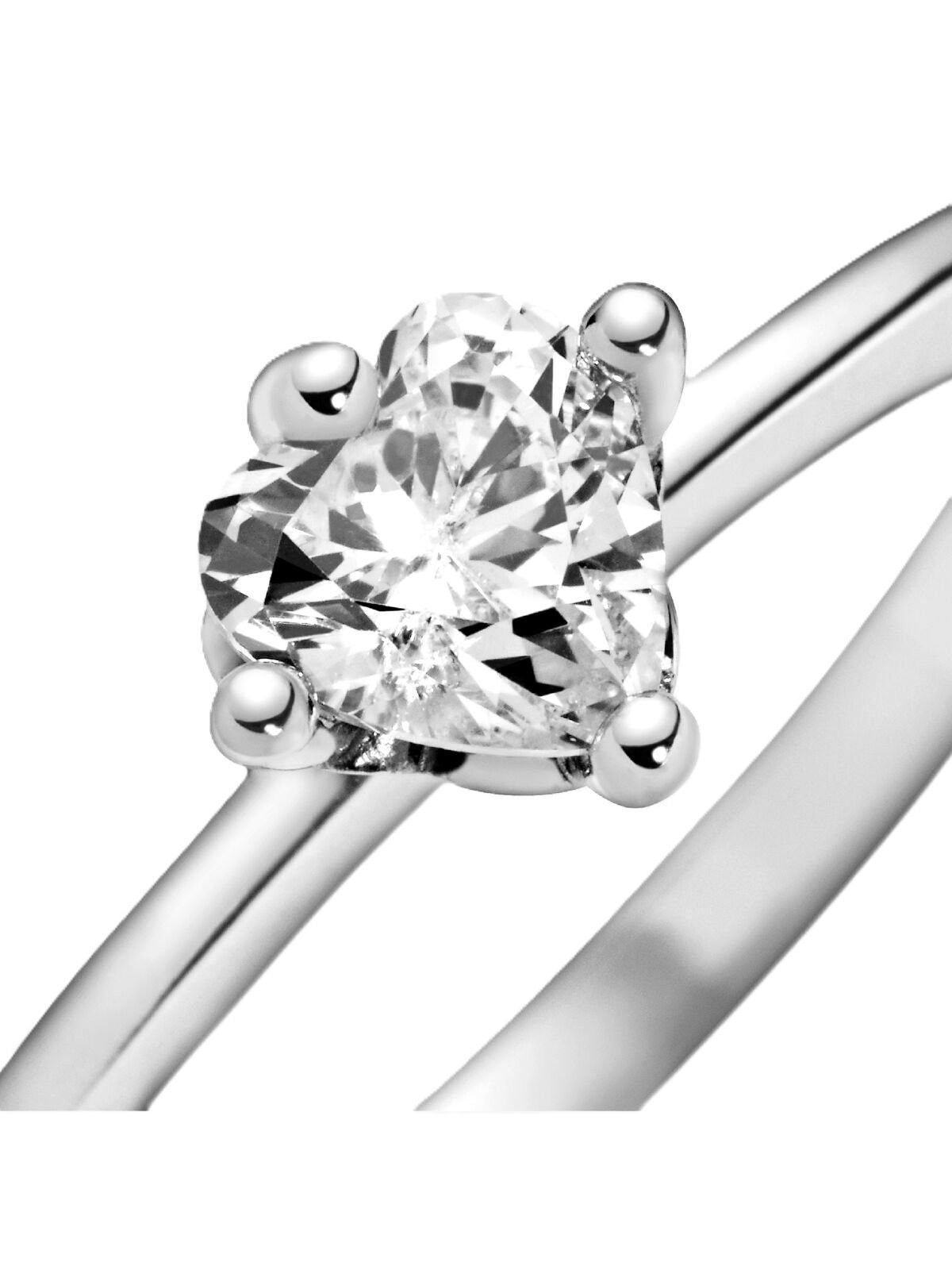 Pandora Heart Solitaire Ring With Clear Cubic Zirconia P-198691C01-54 For Women