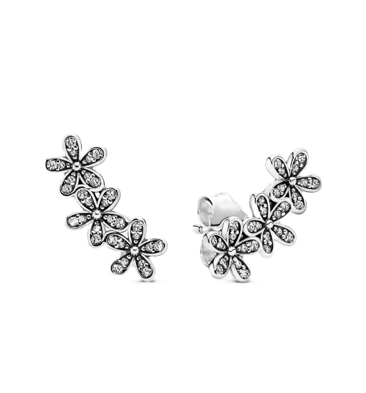 Pandora Daisy Flower Stud Earrings With Clear Cubic Zirconia P-290744CZ For Women
