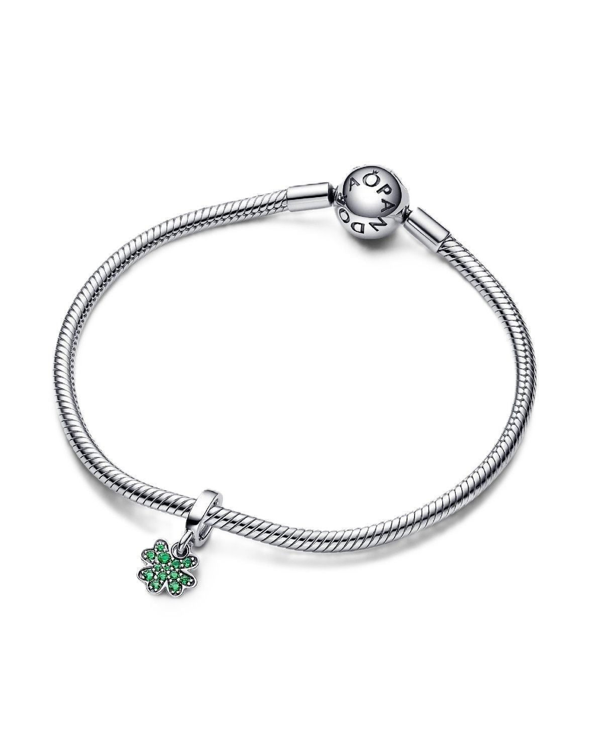 Pandora Moments Four Leaf Clover Dangle Charm With Green Crystals P-792751C01 For Women