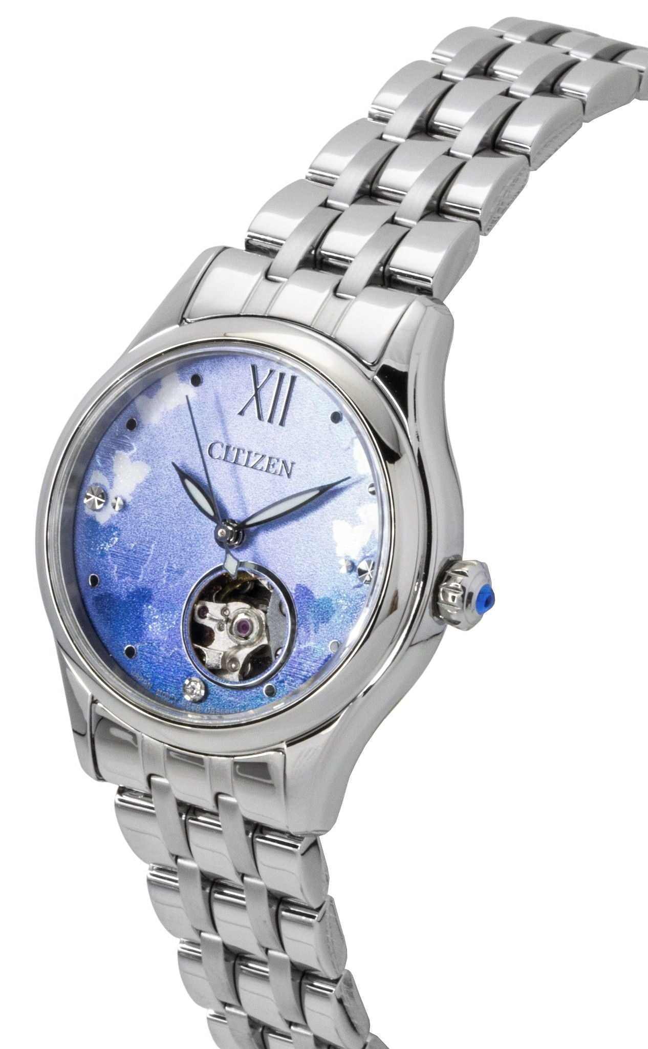 Citizen Limited Edition Stainless Steel Open Heart Light Blue Dial Automatic PR1040-88N Women's Watch