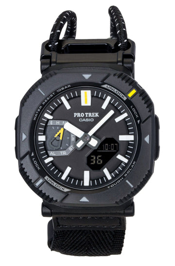 Casio Pro Trek Analog Digital Smartphone Link Fabric Strap Black Dial Solar PRJ-B001B-1 100M Men's Watch