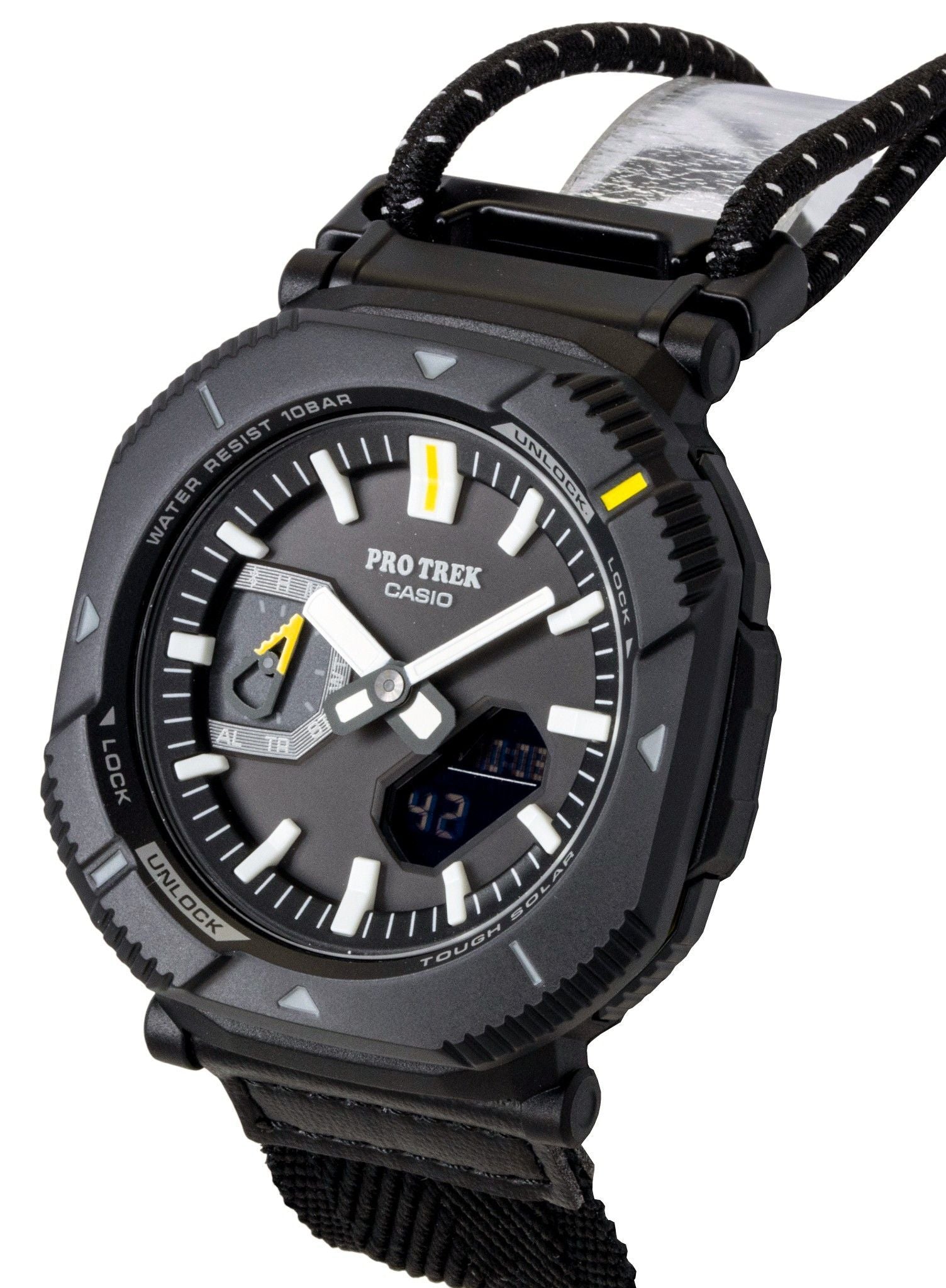 Casio Pro Trek Analog Digital Smartphone Link Fabric Strap Black Dial Solar PRJ-B001B-1 100M Men's Watch