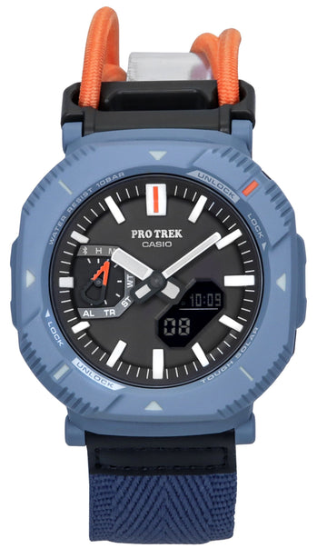 Casio Pro Trek Hiker Line Analog Digital Mobile Link Cloth Strap Grey Dial Tough Solar PRJ-B001B-2 100M Men's Watch