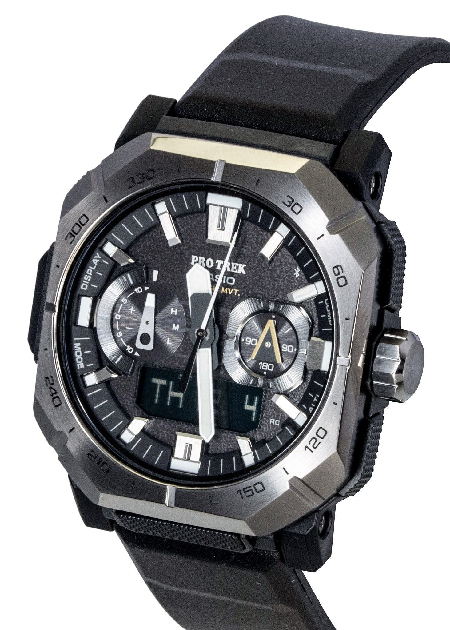 Casio Pro Trek Analog Digital Smartphone Link Black Rubber Strap Black Dial Solar PRW-B1000-1 100M Men's Watch