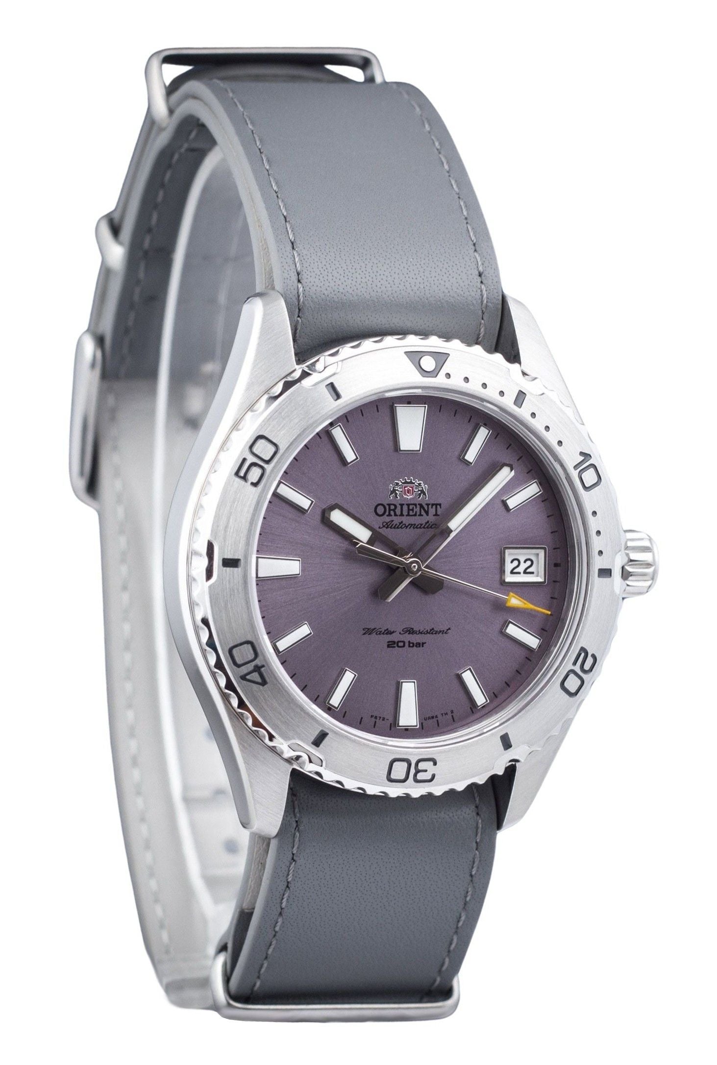 Orient Sports Leather Strap Lilac Dial Automatic Diver's RA-AC0Q07V10B RA-AC0Q07V30B 200M Men's Watch
