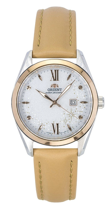 Orient Stretto Leather Strap White Dial Solar RA-WG0604S Men's Watch