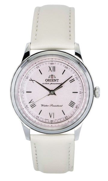 Orient Bambino Leather Strap Pink Dial Solar RA-WK0005P Men's Watch