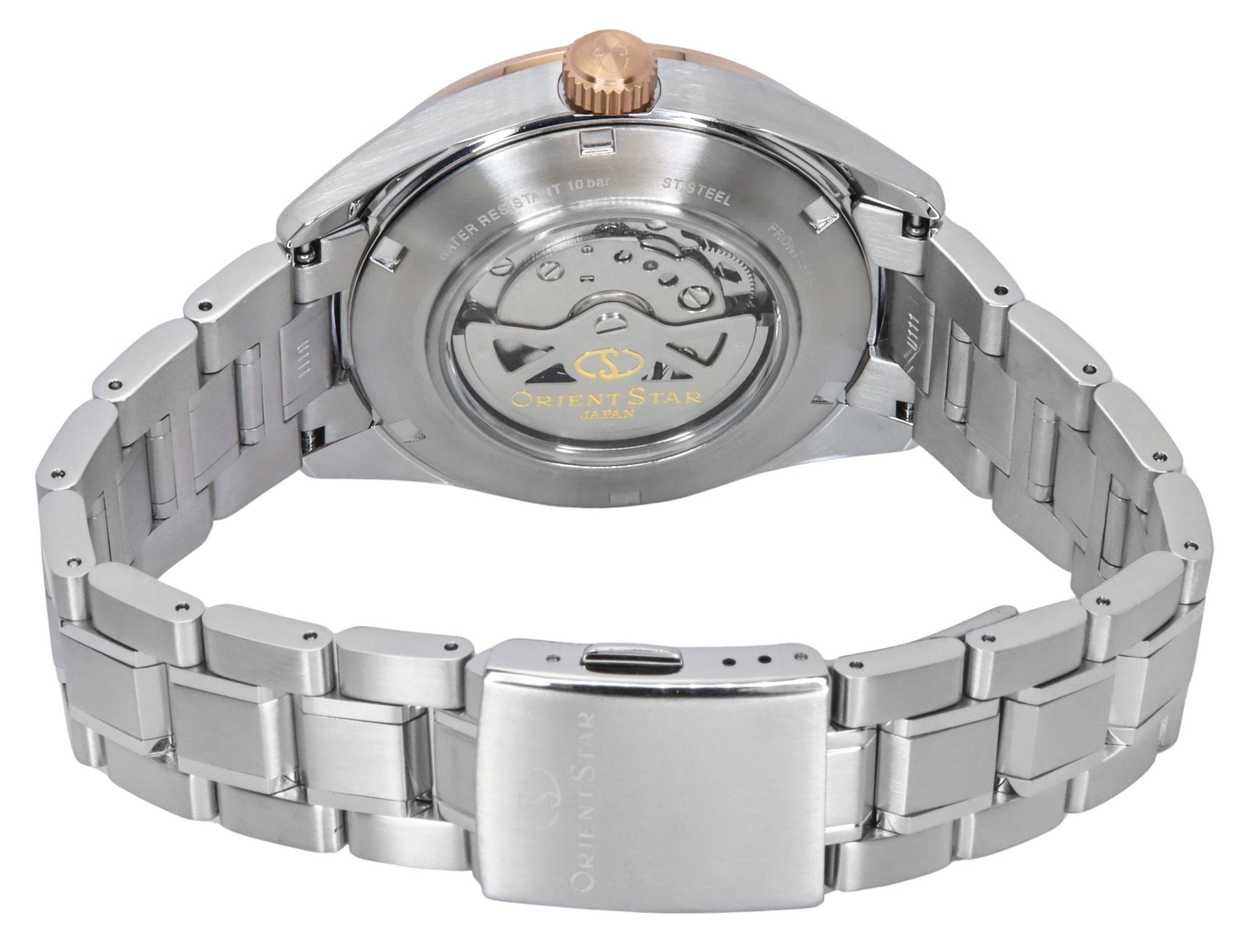 Orient Star Contemporary Stainless Steel Skeleton Ivory Dial Automatic RE-AV0123G 100M Men's Watch