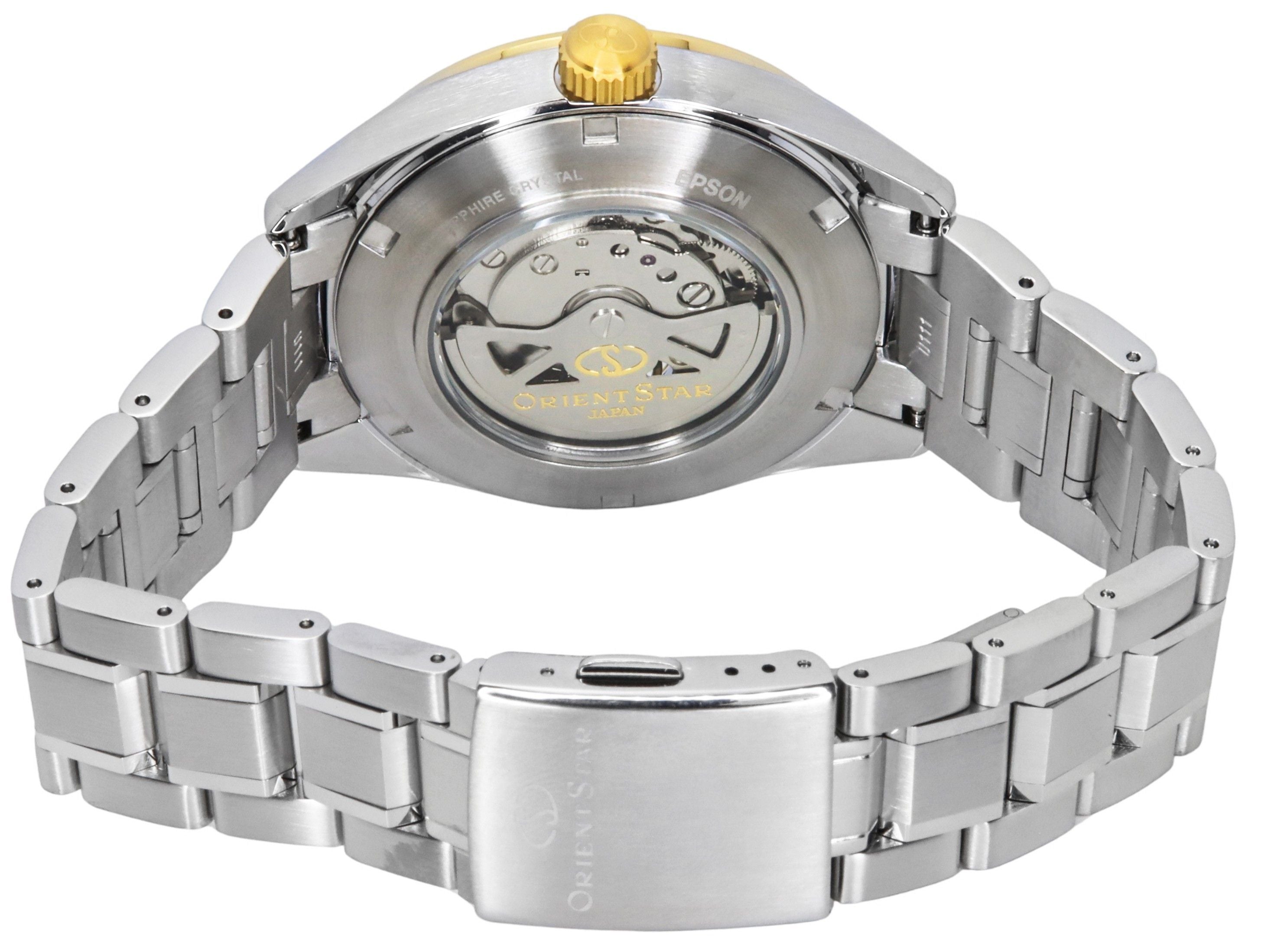 Orient Star Contemporary Stainless Steel Skeleton Champagne Dial Automatic RE-AV0124G 100M Men's Watch