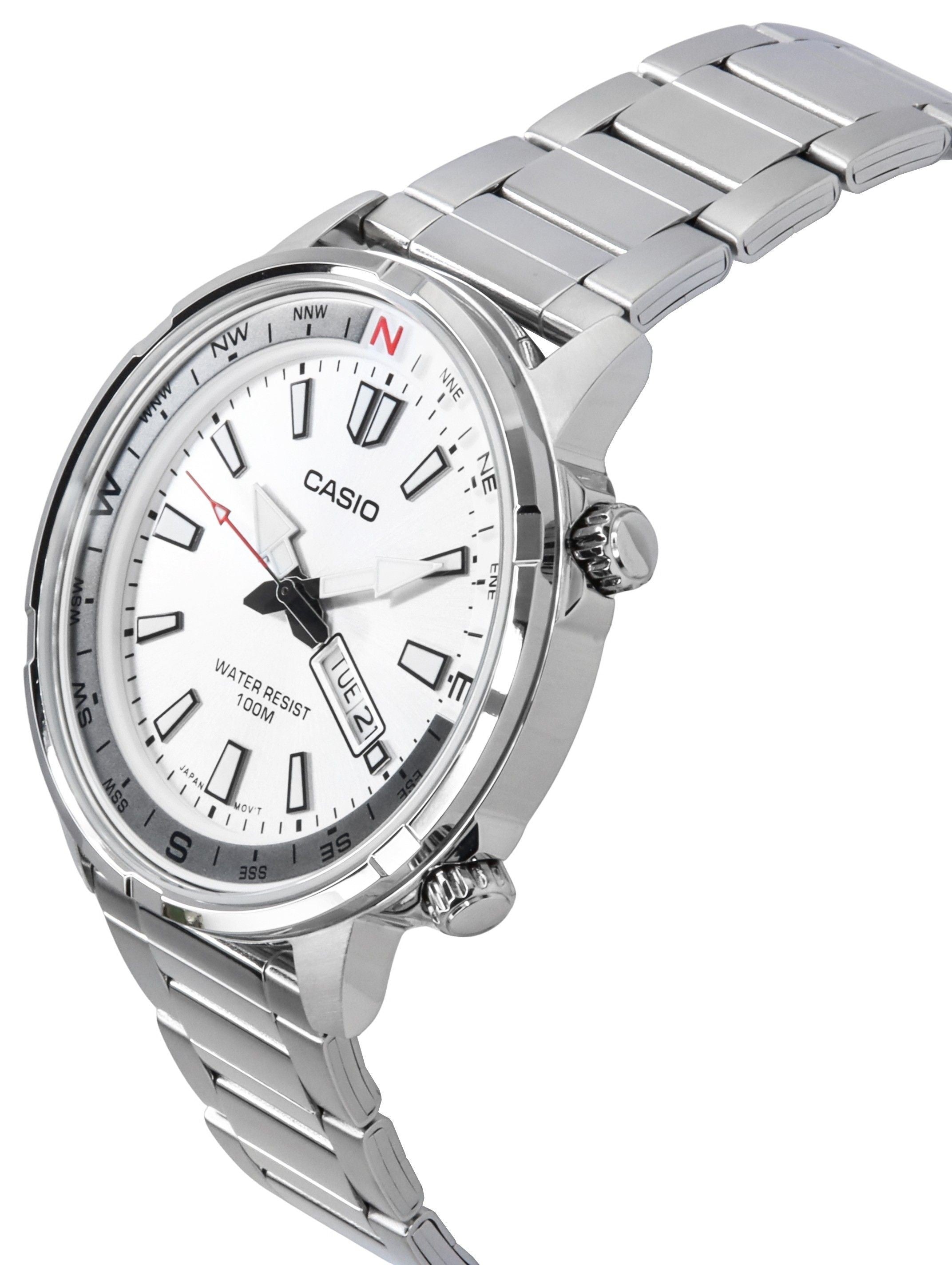 Refurbished Casio Standard Analog Stainless Steel Silver Dial Quartz MTD-130D-7AV 100M Men's Watch