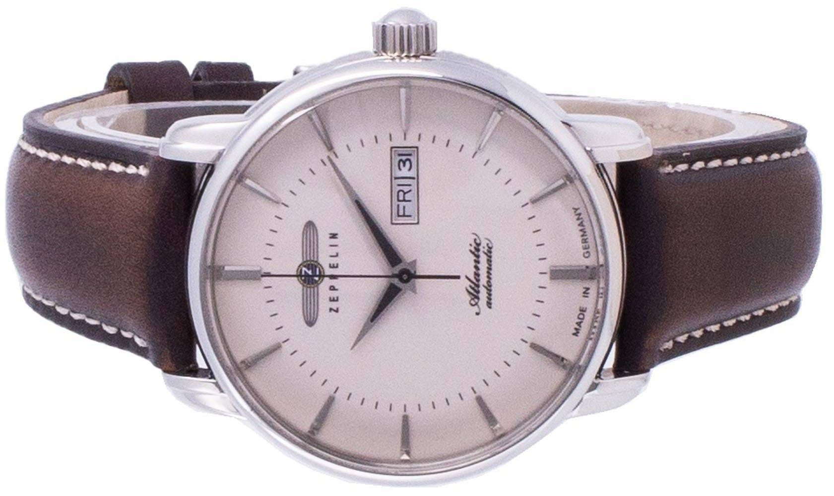 Refurbished Zeppelin Atlantic Beige Dial Leather Strap Automatic 8466-5 84665 Men's Watch