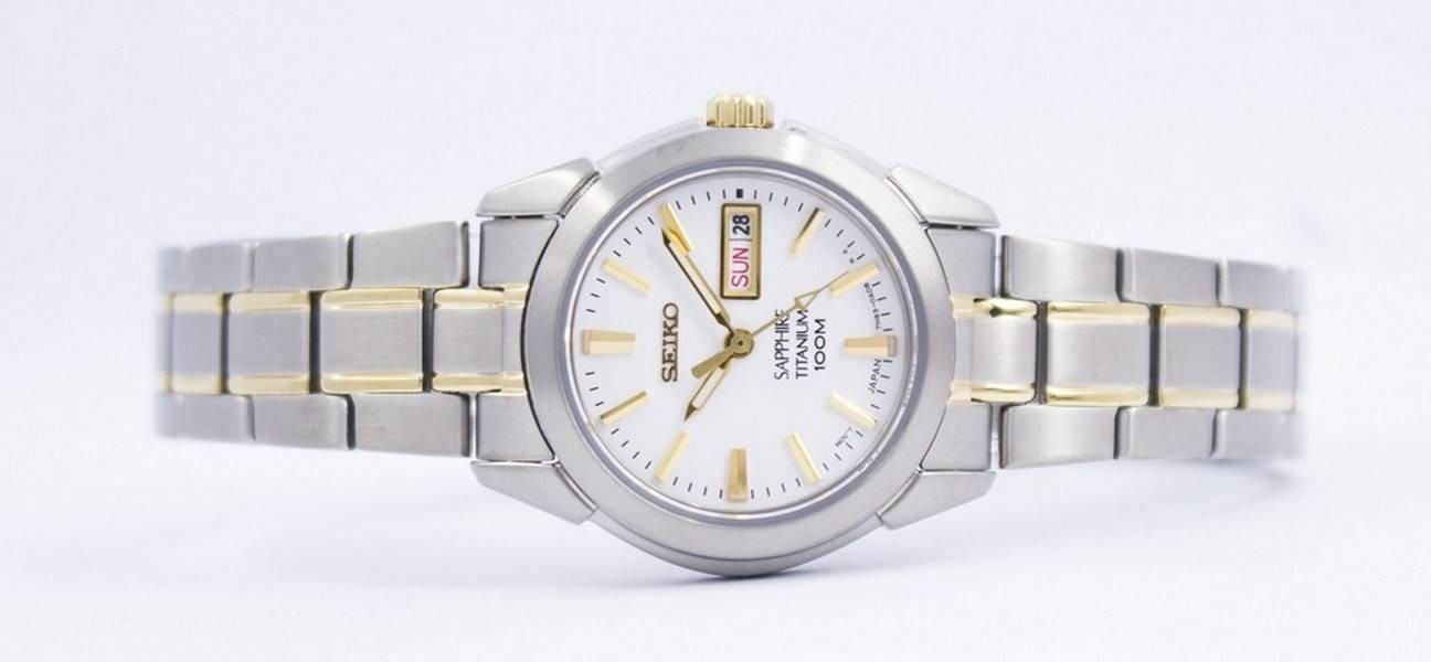 Refurbished Seiko Sapphire Titanium Quartz 100M SXA115 SXA115P1 SXA115P Women's Watch