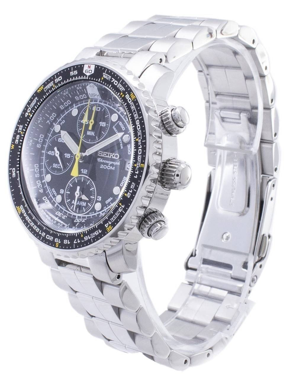 Refurbished Seiko Flightmaster SNA411 SNA411P1 SNA411P Pilot's Flight Alarm Chronograph Men's Watch