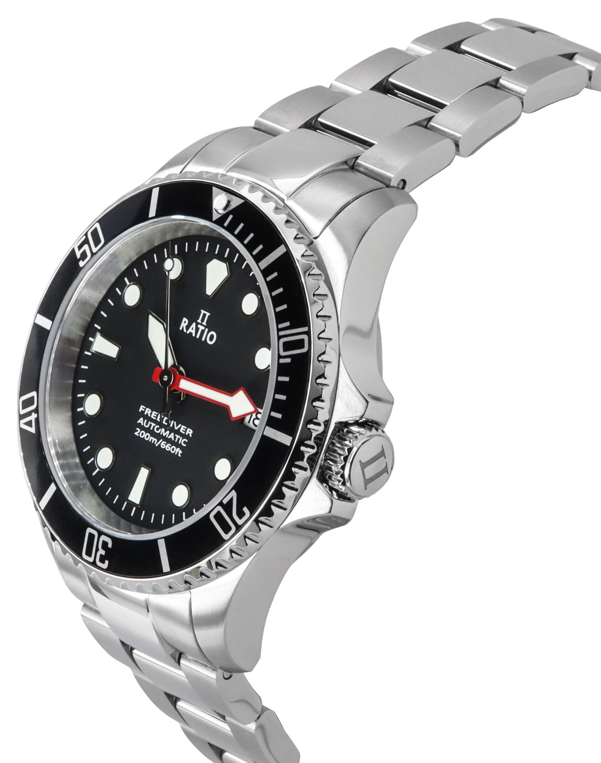 Ratio FreeDiver Sapphire Stainless Steel Black Dial Automatic RTF041 200M Men's Watch