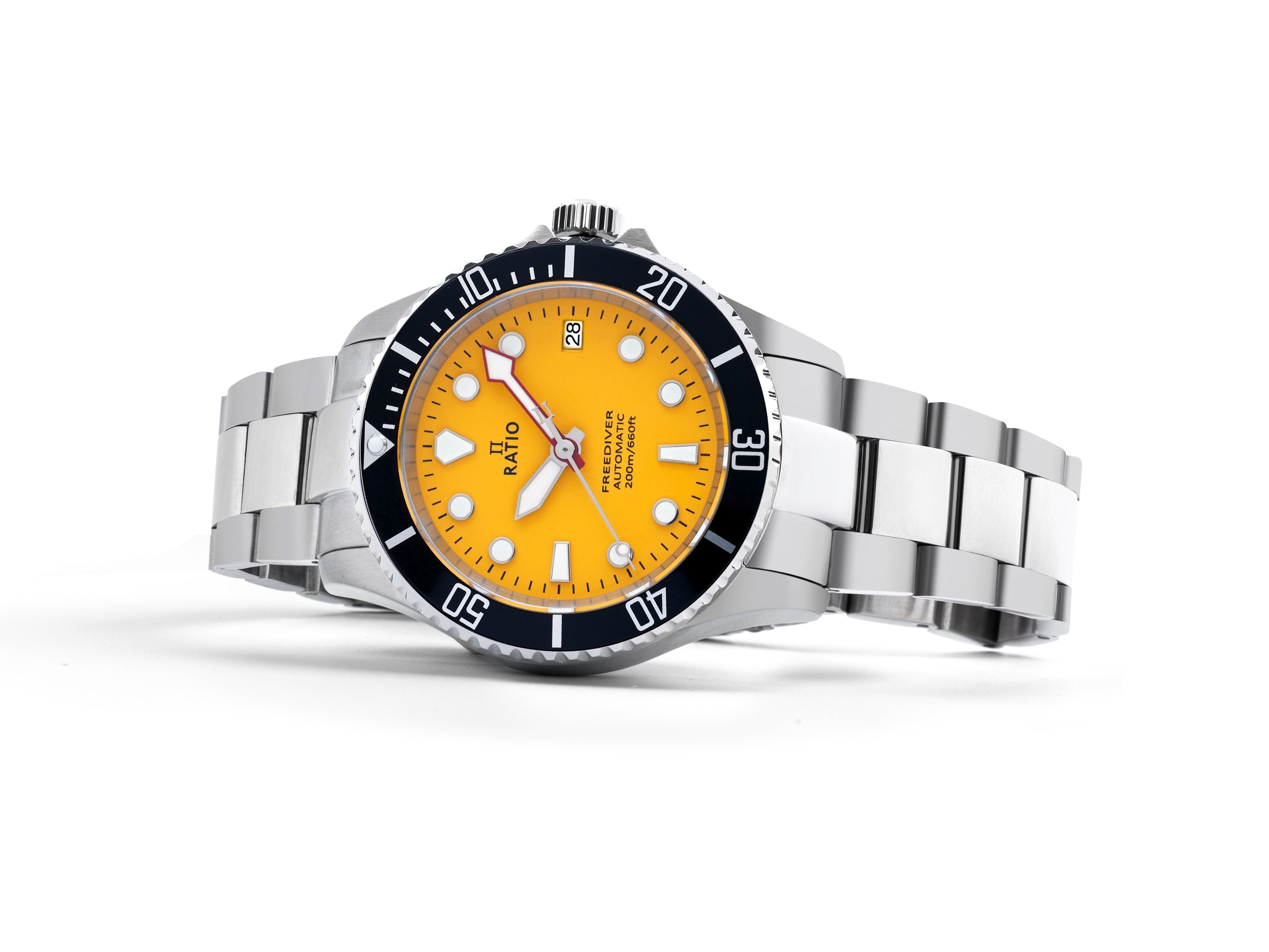 Ratio FreeDiver Sapphire Stainless Steel Yellow Dial Automatic RTF044 200M Men's Watch