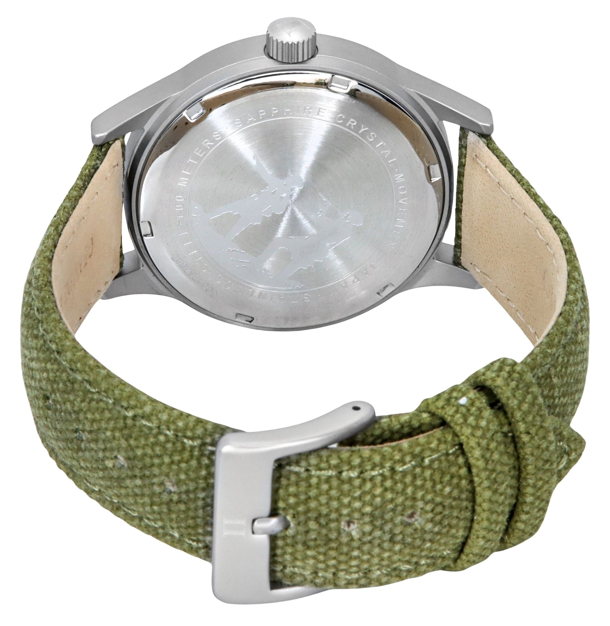 Ratio Quest Men's Field Watch Sapphire Canvas Strap Khaki Green Dial Quartz RTQ029 100M Lewis And Clark Edition