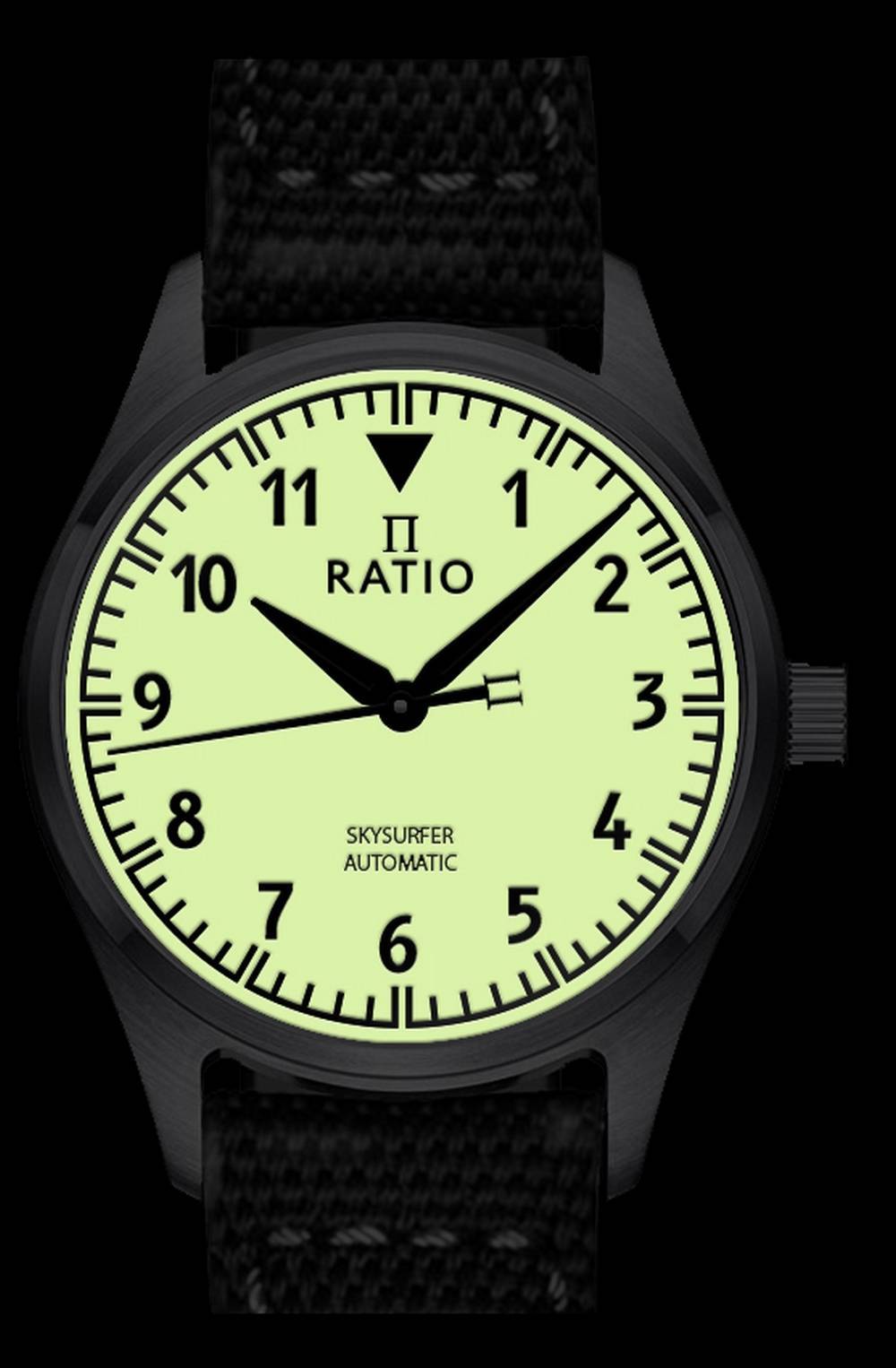Ratio Skysurfer Pilot Full Luminous Dial Leather Automatic RTS307 200M Men's Watch