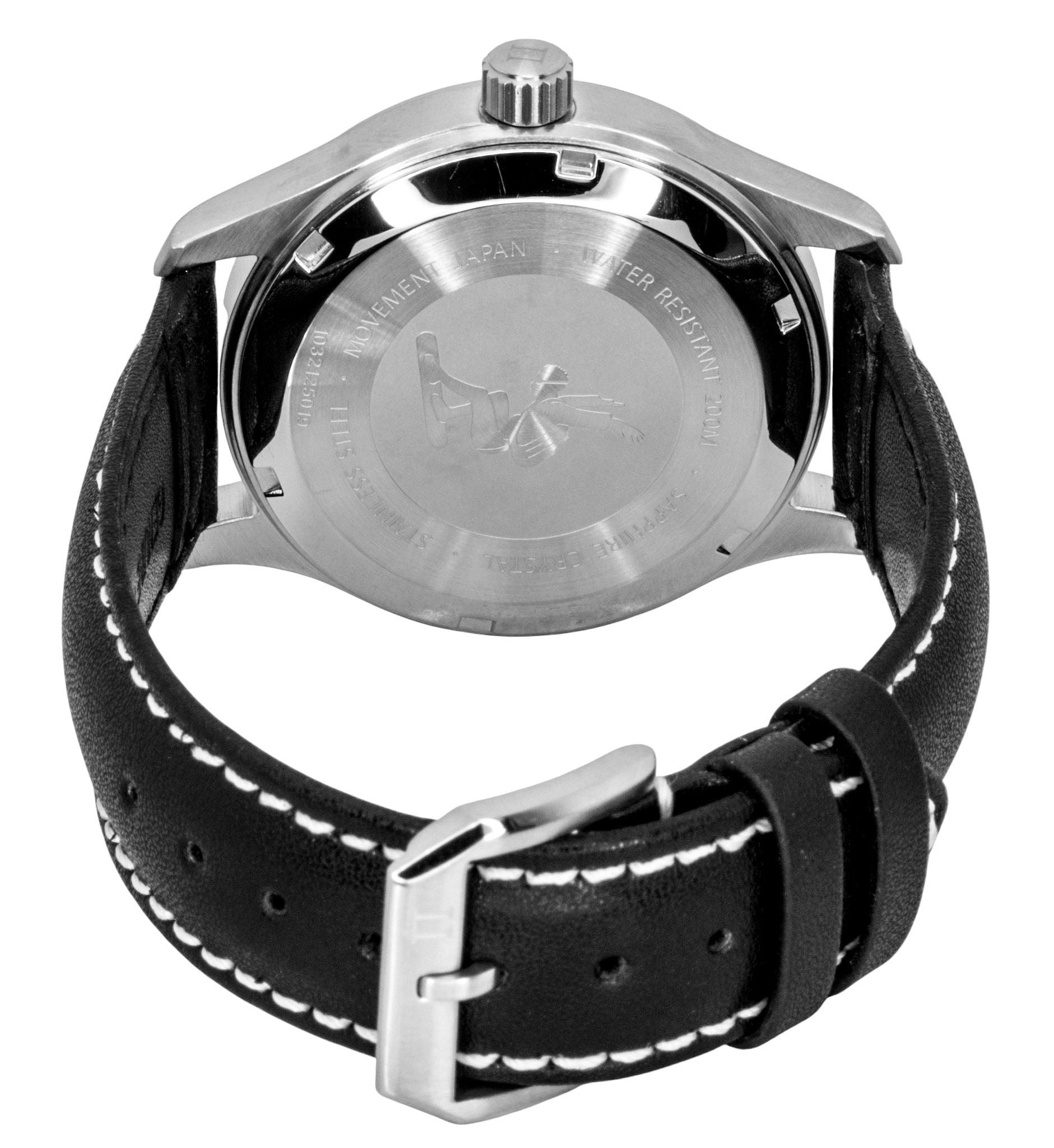 Ratio Skysurfer Pilot Black Sunray Dial Leather Automatic RTS321 200M Men's Watch