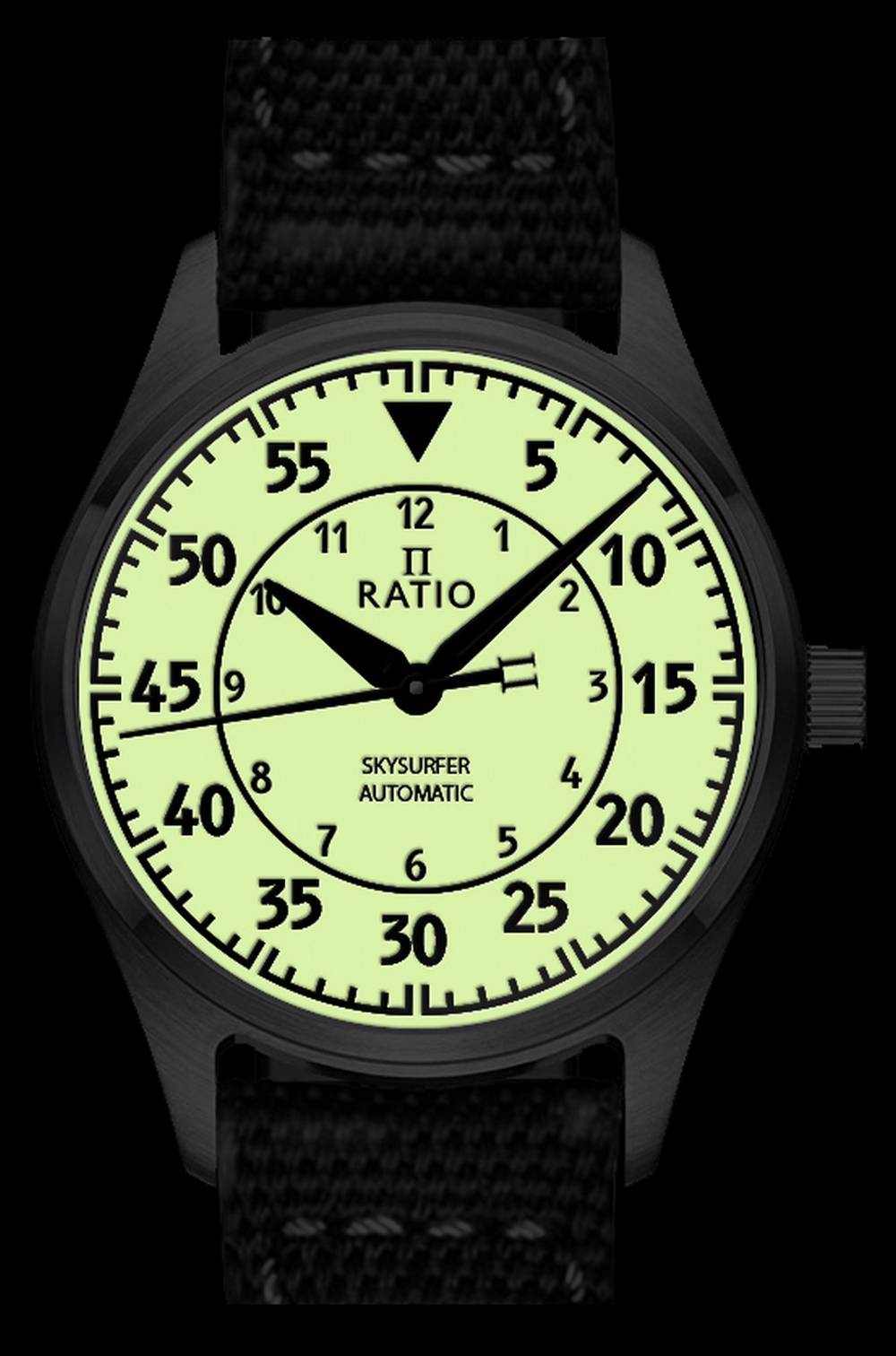 Ratio Skysurfer Pilot Full Luminous Dial Leather Automatic RTS324 200M Men's Watch