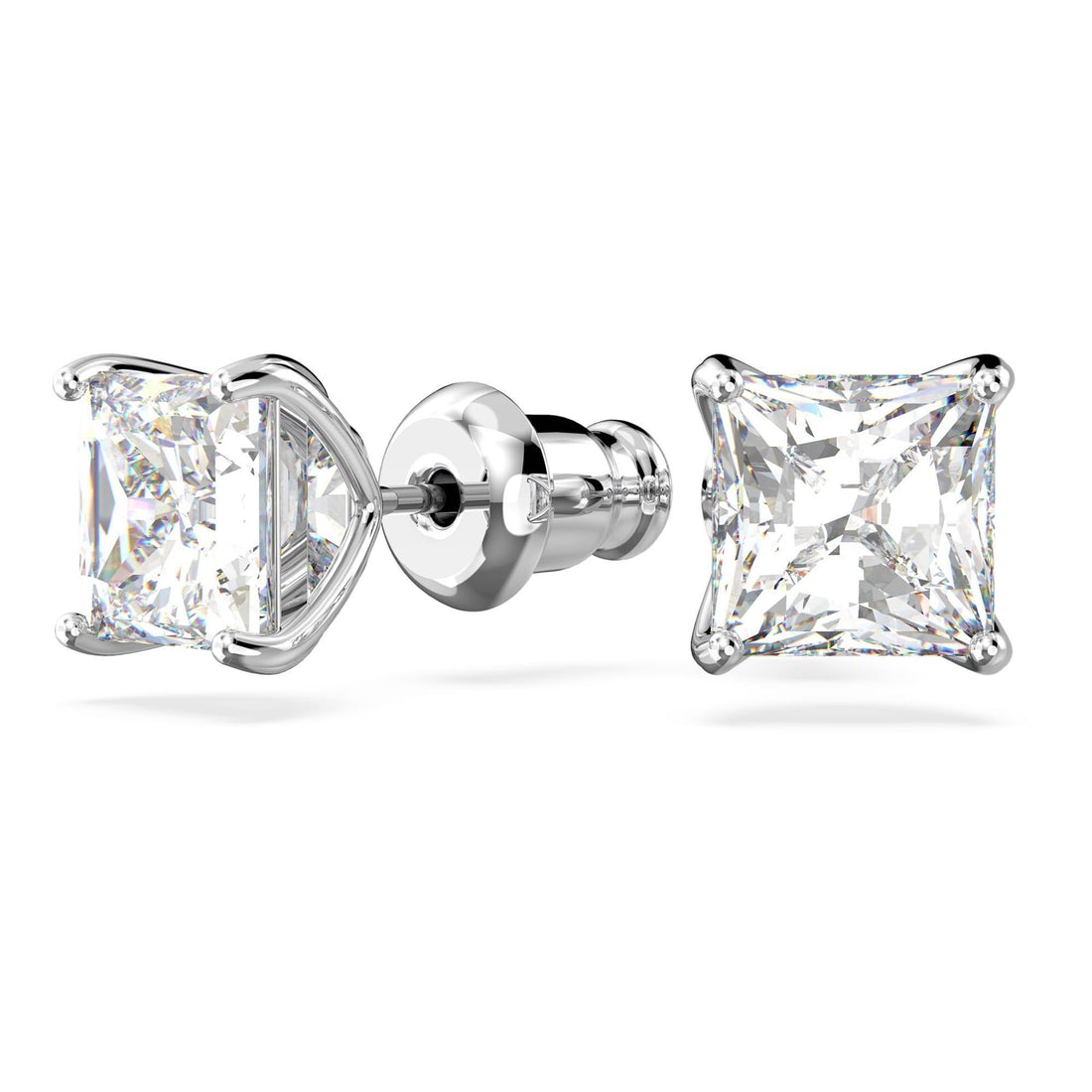 Swarovski Stilla Attract Rhodium Plated And Zirconia Studd Earrings 5430365 For Women