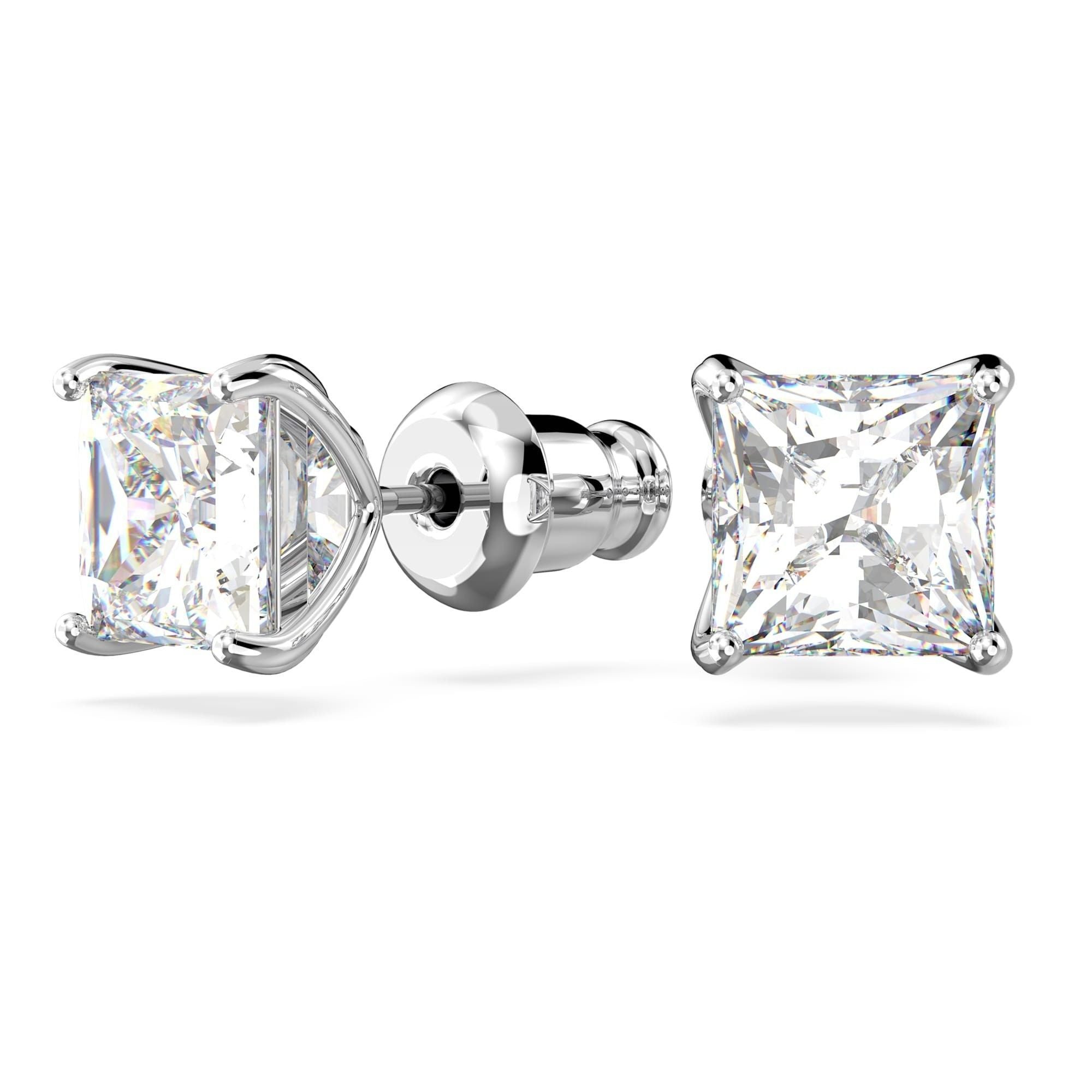 Swarovski Stilla Attract Rhodium Plated And Zirconia Studd Earrings 5430365 For Women