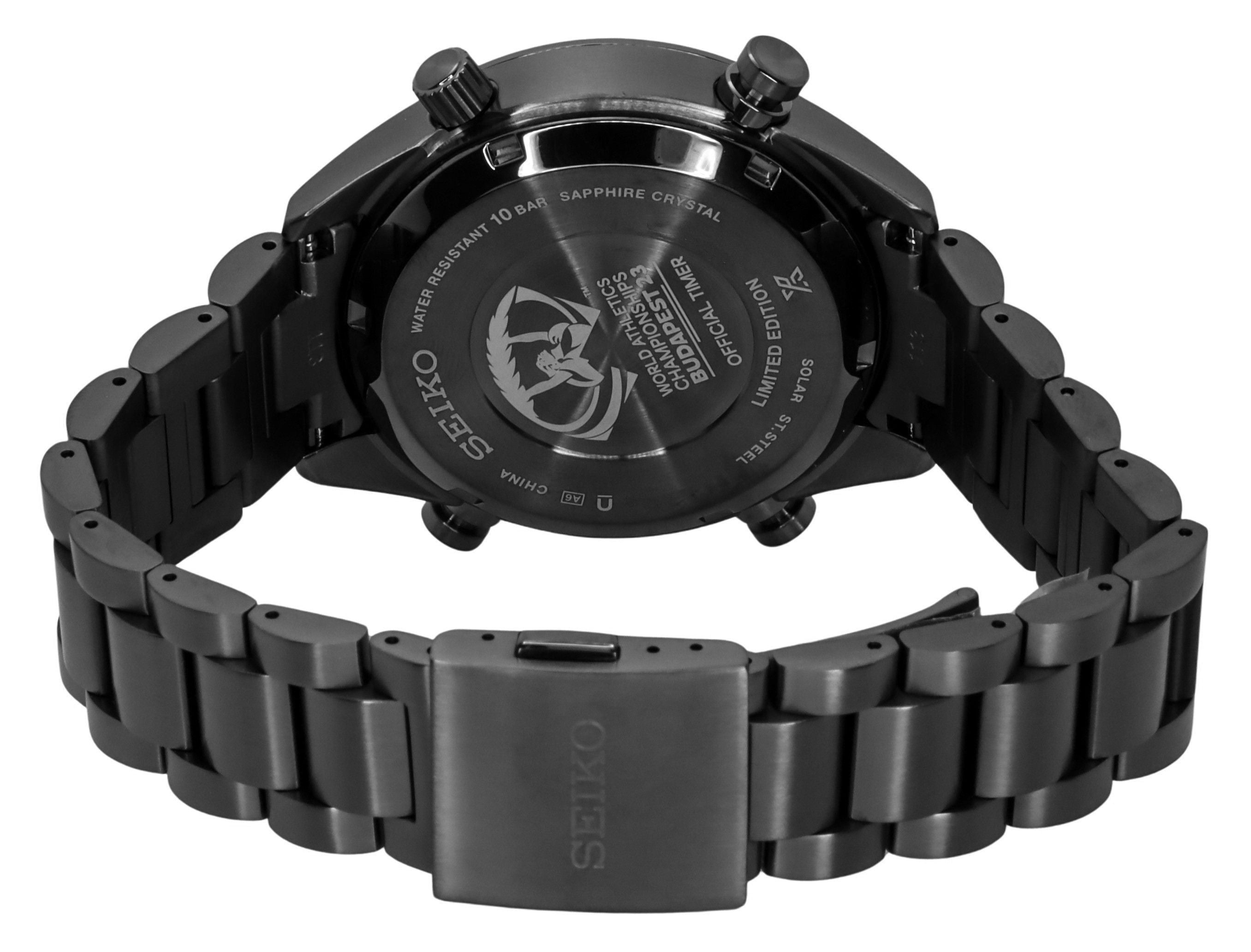 Seiko Prospex Speedtimer Limited Edition Chronograph Stainless Steel Black Dial Solar SFJ007P1 100M Men's Watch