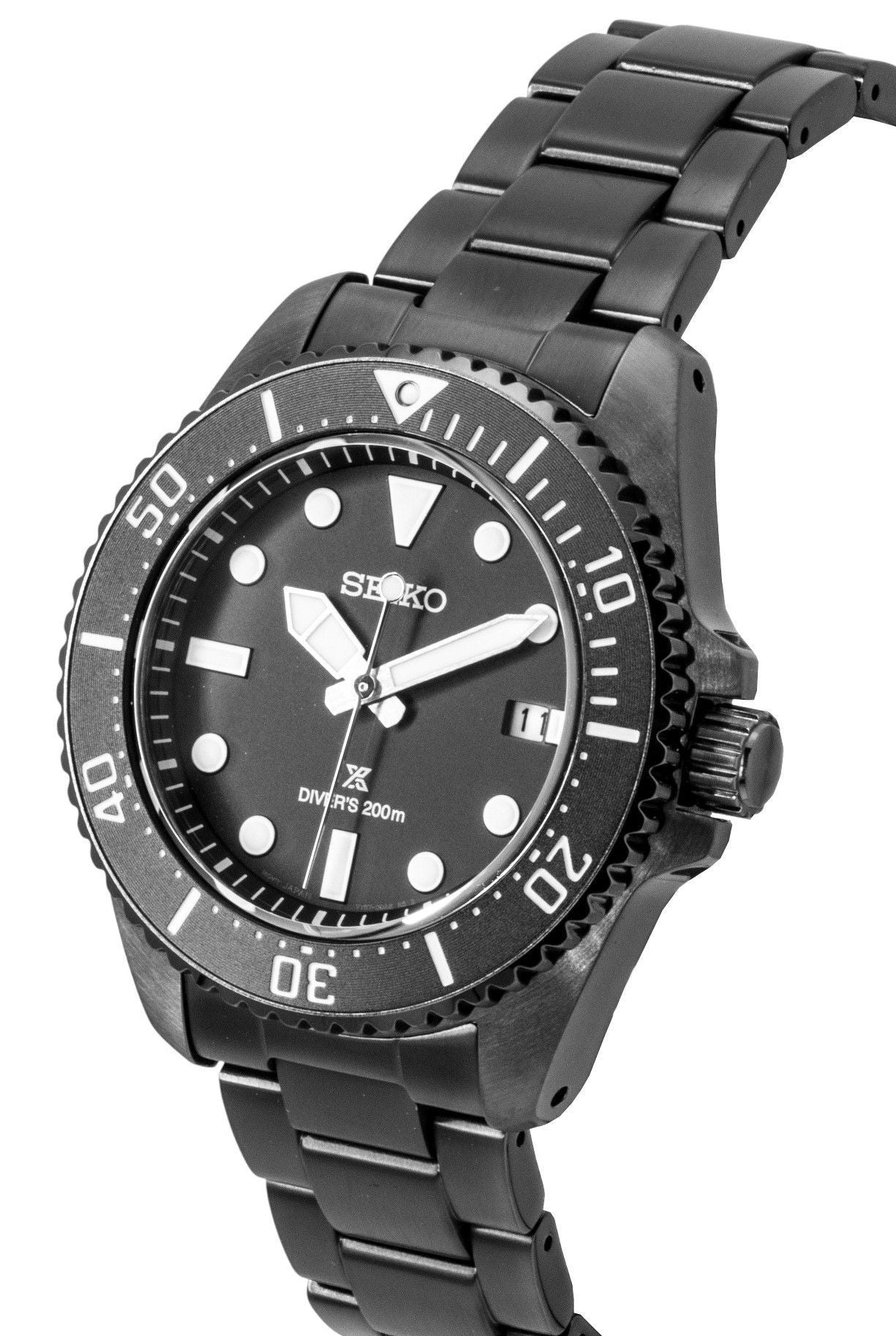 Seiko Prospex Stainless Steel Black Dial Solar Diver's SNE599P1 200M Men's Watch